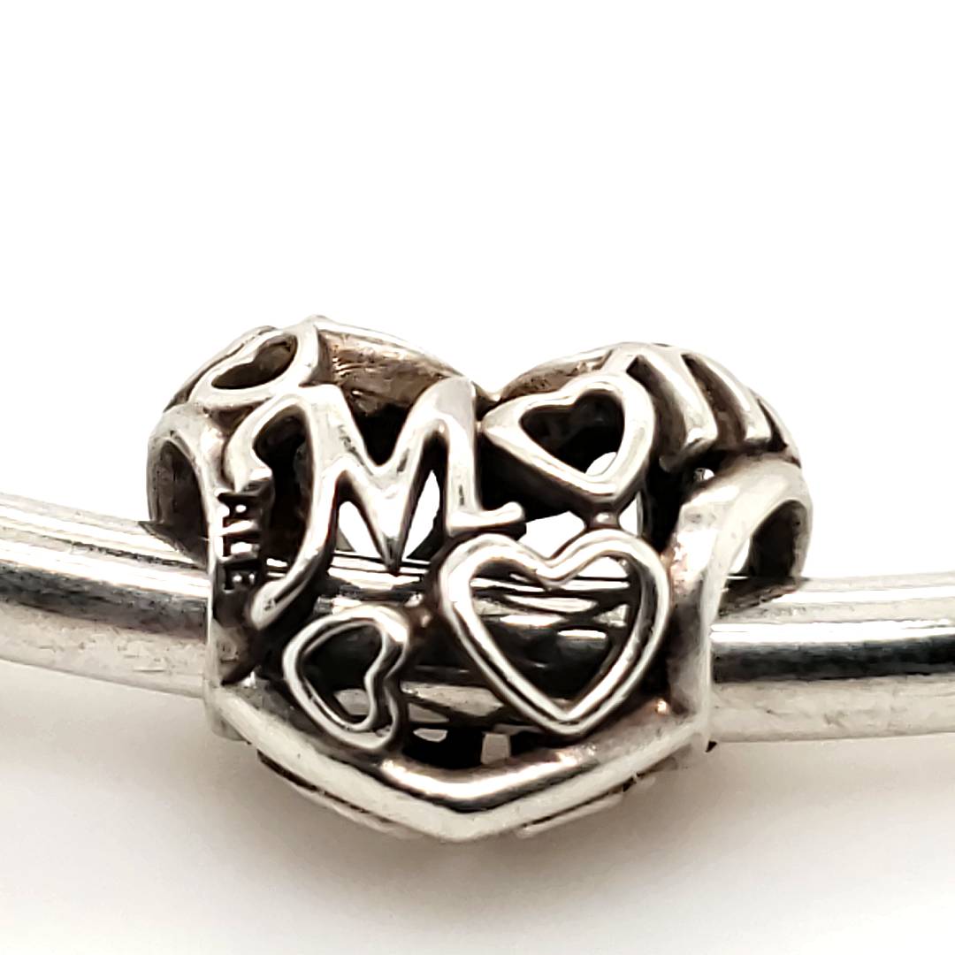 Pandora Armreif Silber 925 mit 2 Chams Herzen 60mm