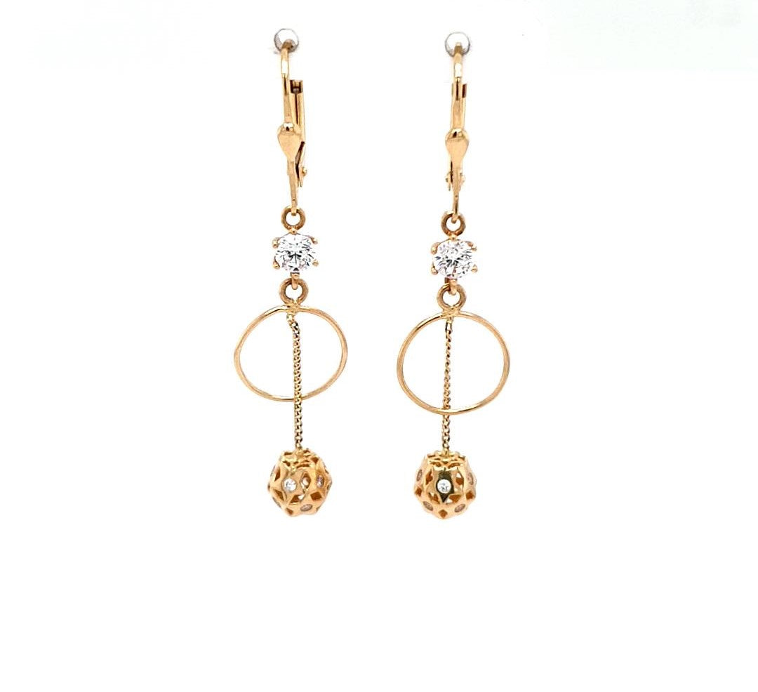 Ohrringe Gelbgold 14 kt Zirkonia Kugel Damen Geschenk