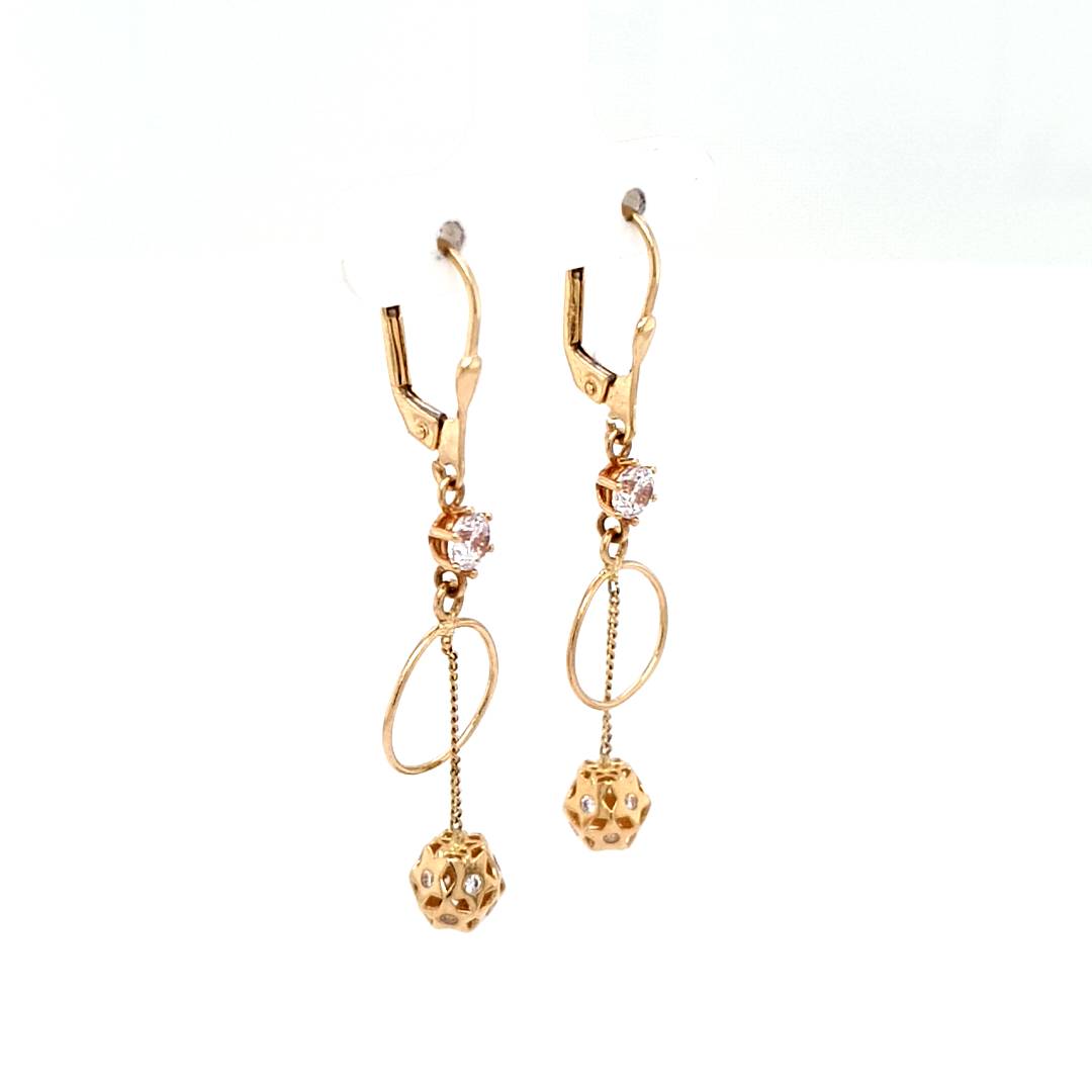 Ohrringe Gelbgold 14 kt Zirkonia Kugel Damen Geschenk