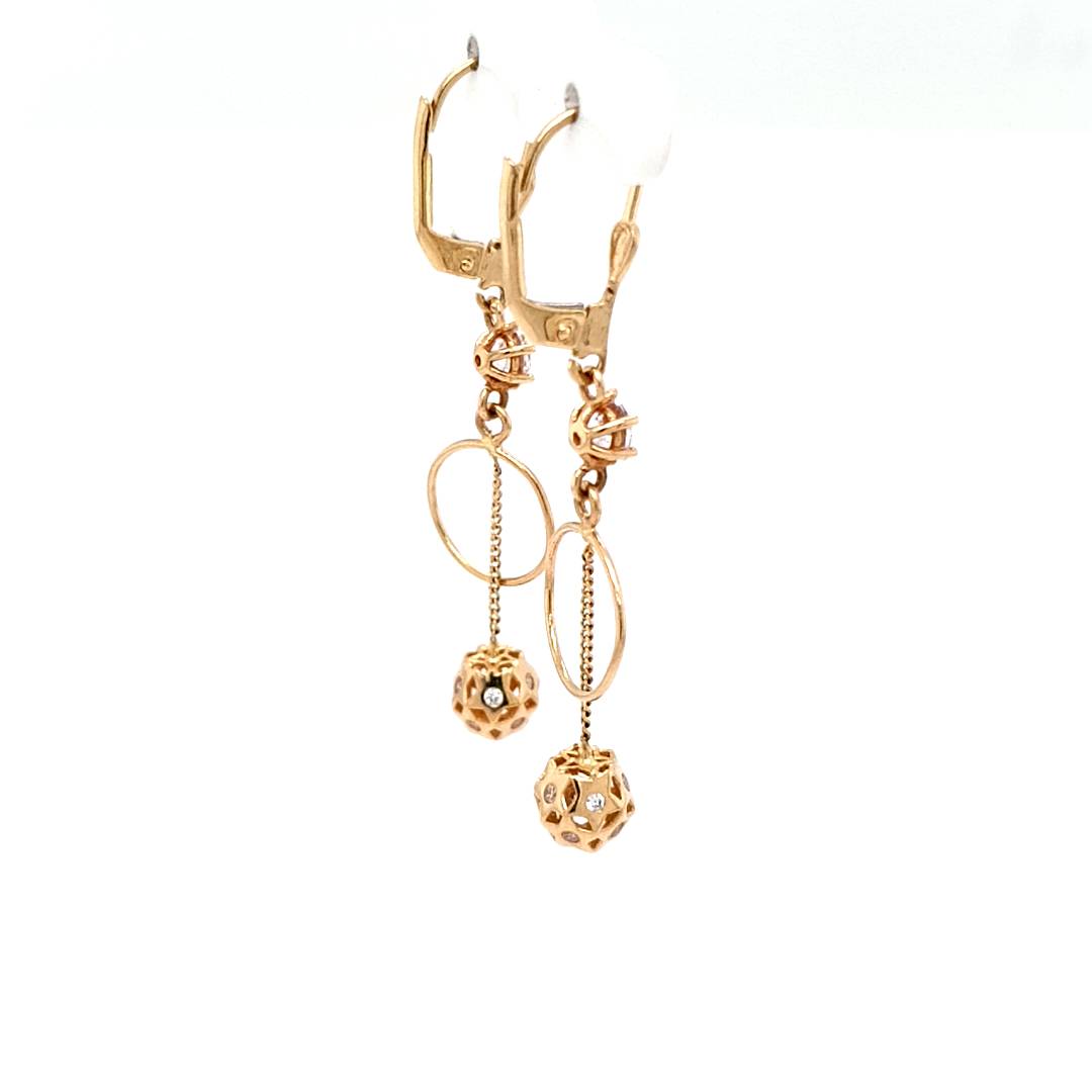 Ohrringe Gelbgold 14 kt Zirkonia Kugel Damen Geschenk