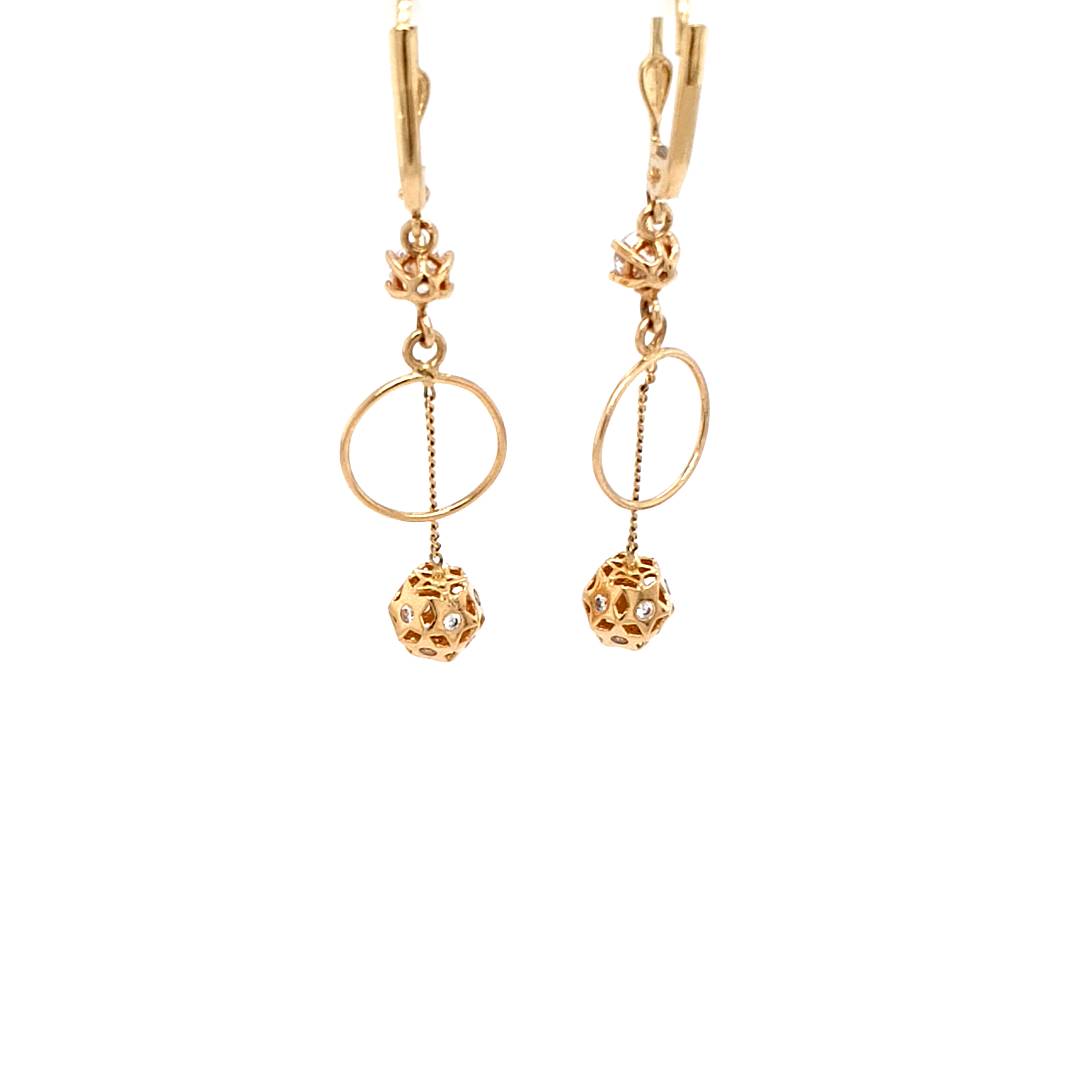 Ohrringe Gelbgold 14 kt Zirkonia Kugel Damen Geschenk