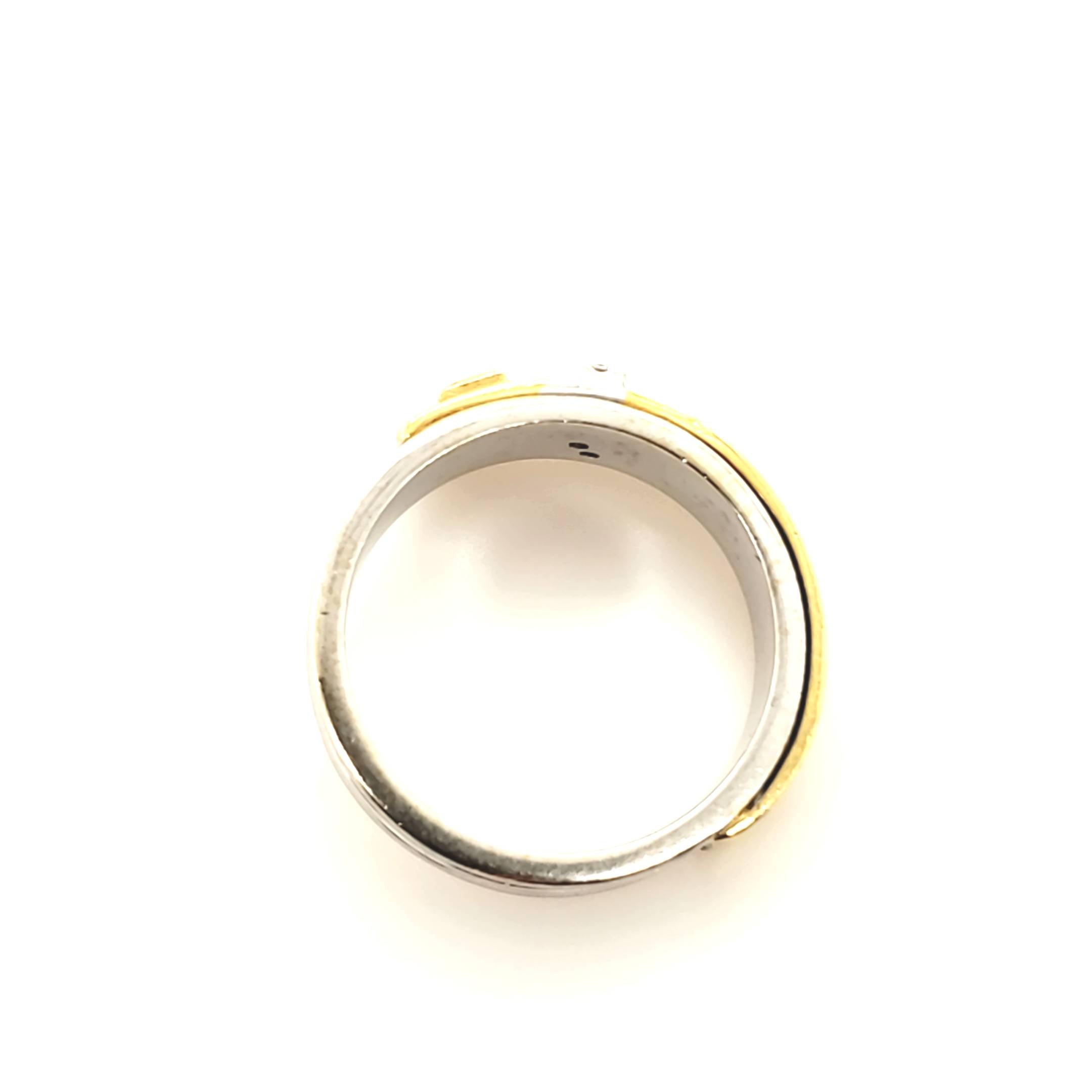 Brillant Ring Gelbgold Weißgold 1 Saphir 3 Brillanten ca.0,06ct Größe 55