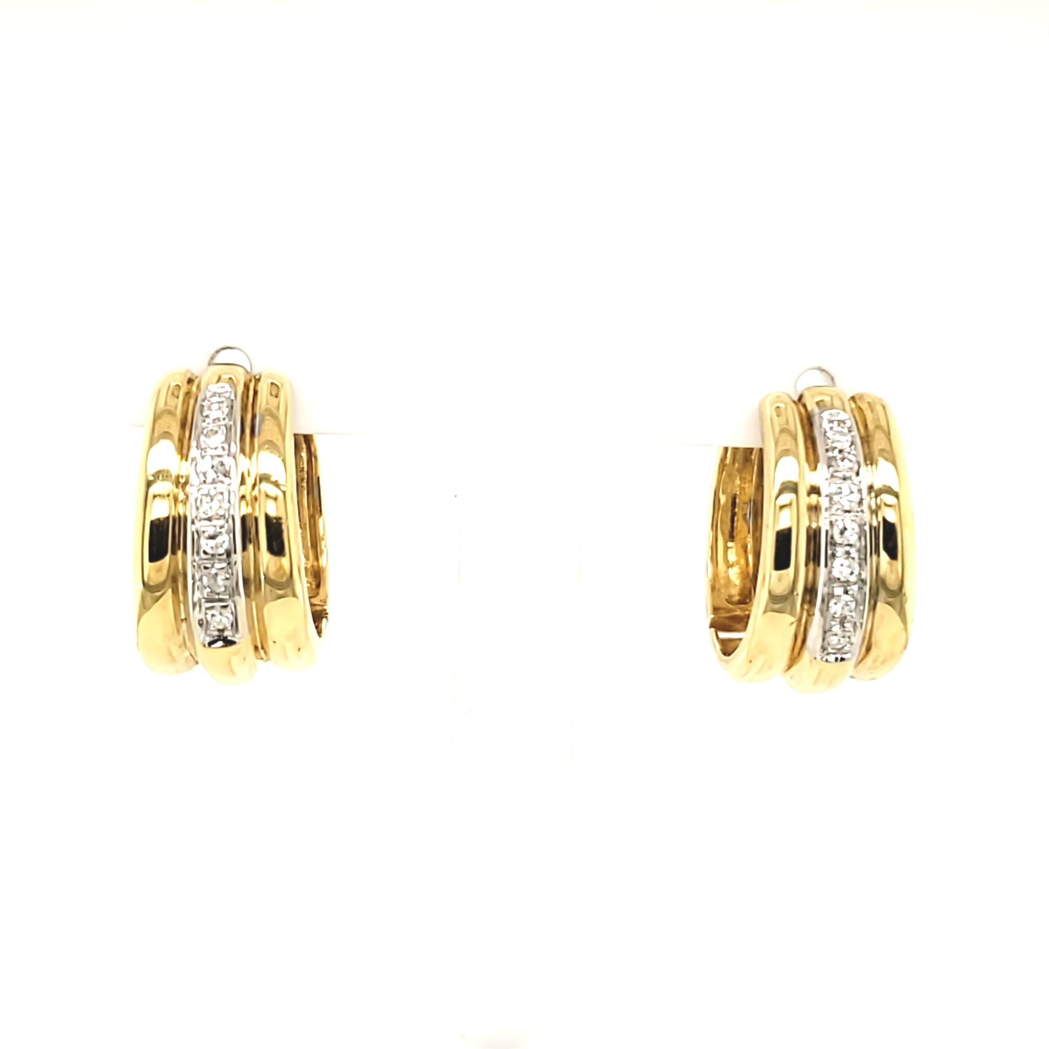 Ohrringe Creolen Gelb Weiß Gold 750 Diamanten