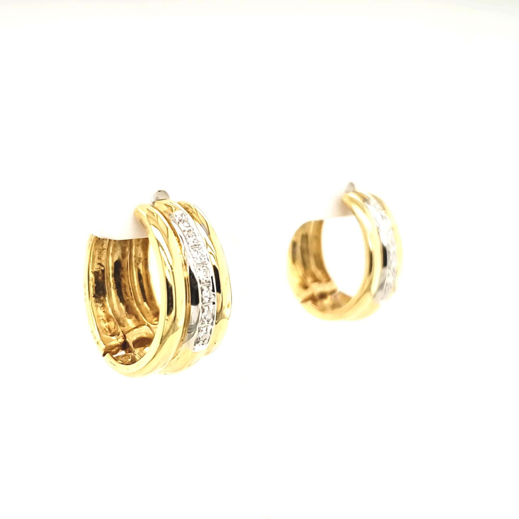Ohrringe Creolen Gelb Weiß Gold 750 Diamanten