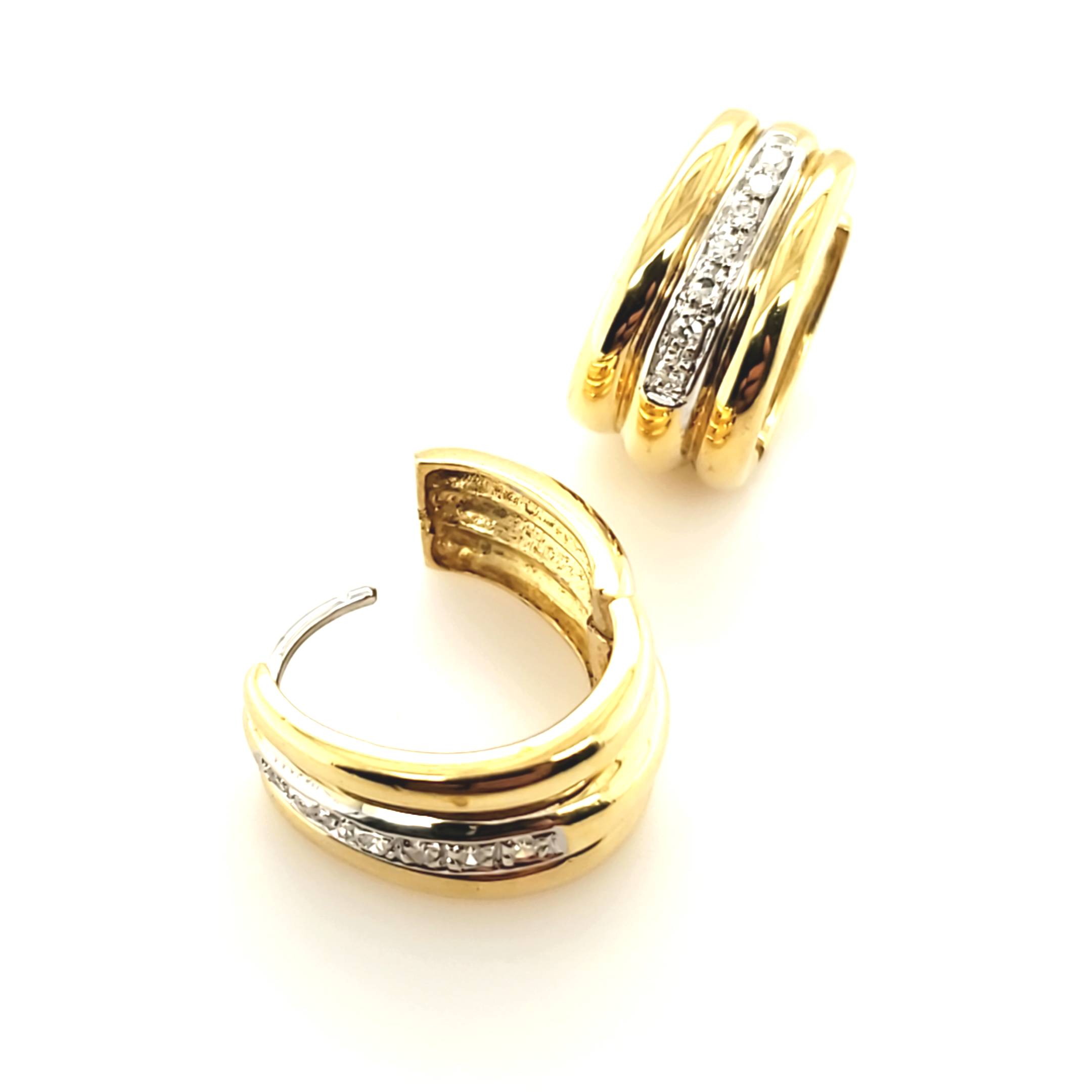 Ohrringe Creolen Gelb Weiß Gold 750 Diamanten