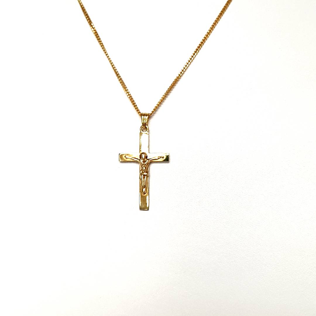 Kette mit Kreuzanhänger Gelbgold 585 Unisex 45 cm