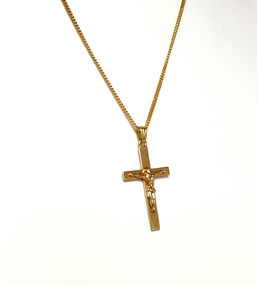 Kette mit Kreuzanhänger Gelbgold 585 Unisex 45 cm