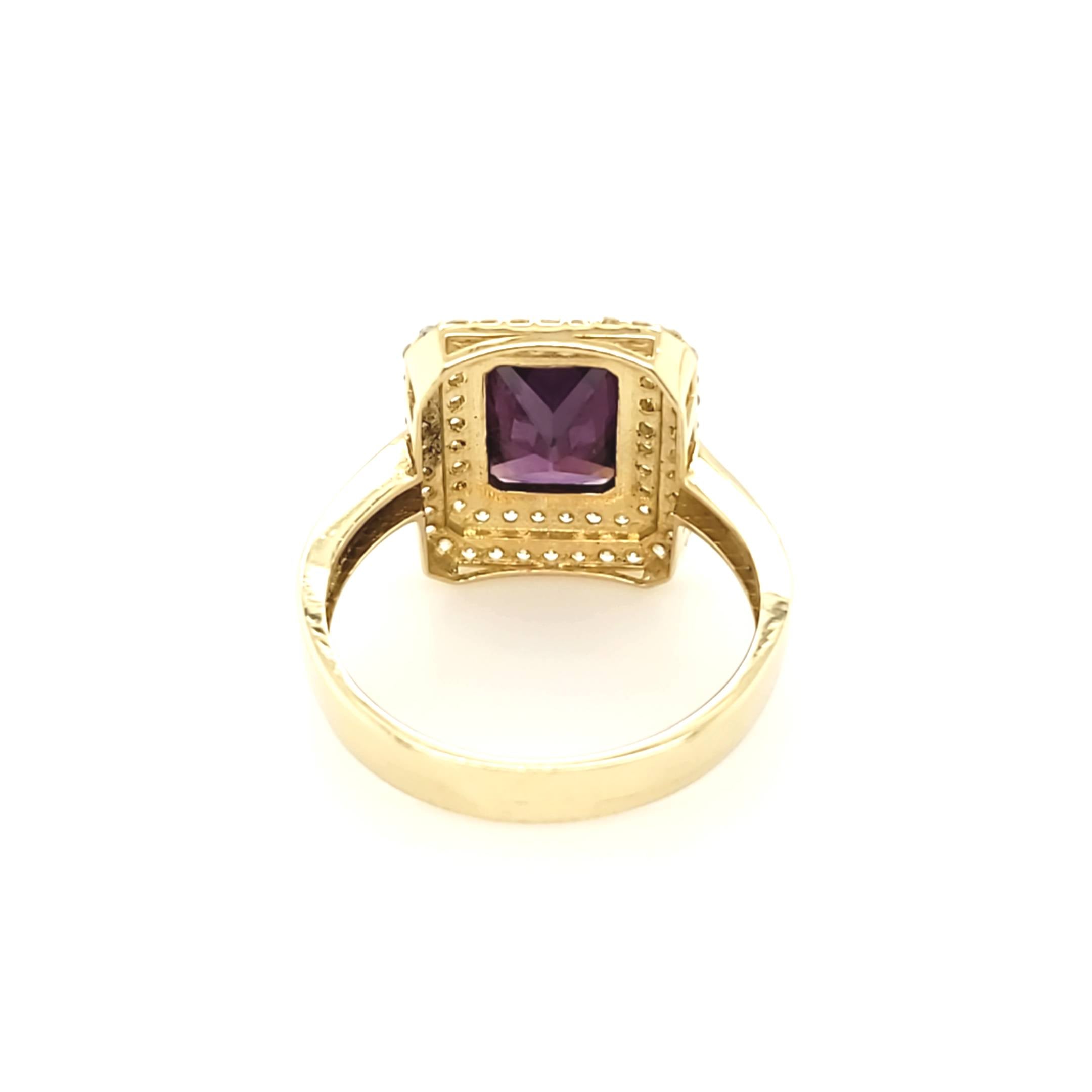 Damenring Gelbgold 585 Gr.61 mit lila Farbstein