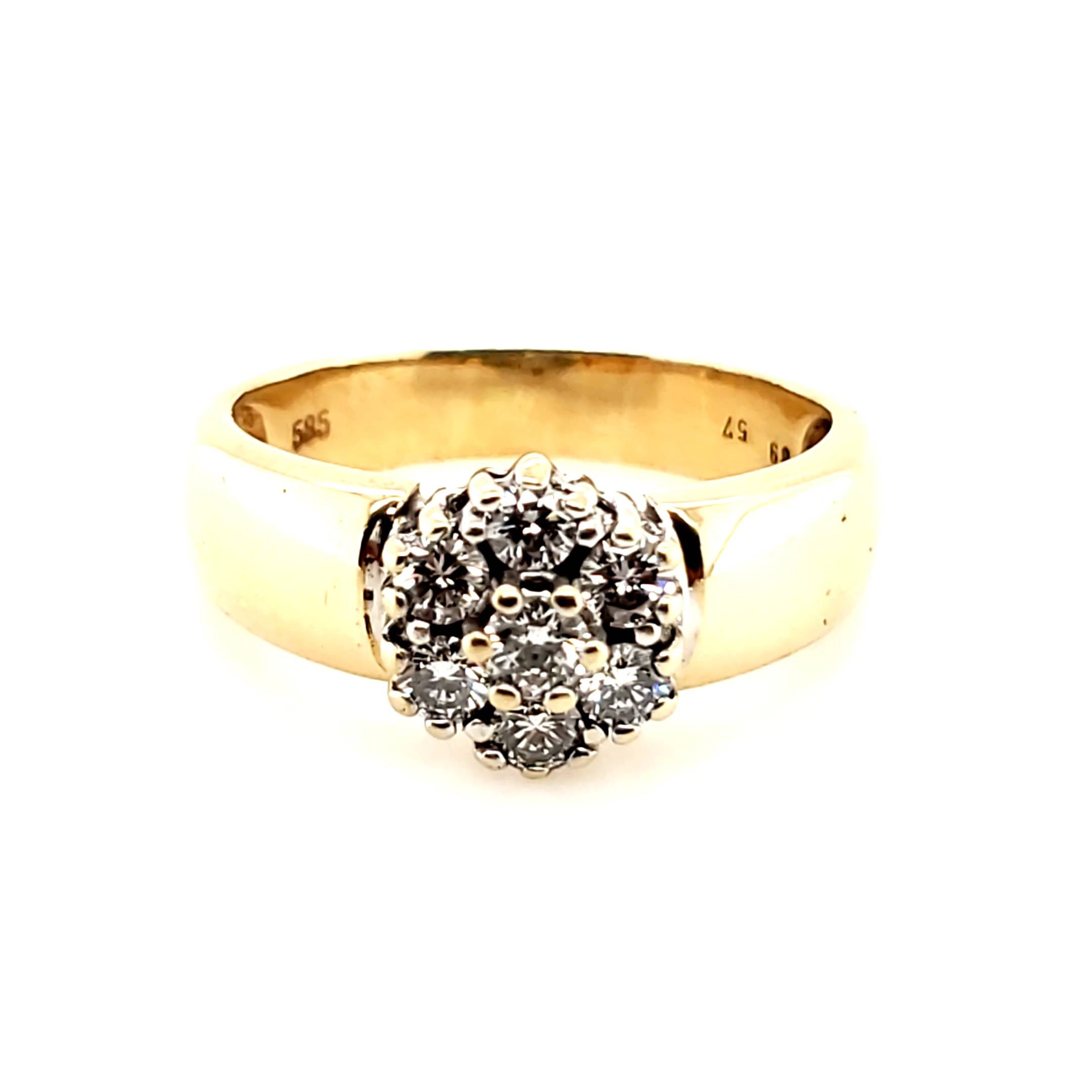 Ring Gelb Weiß Gold 585 14kt Gr.53 7 Brillanten ca.0,63ct