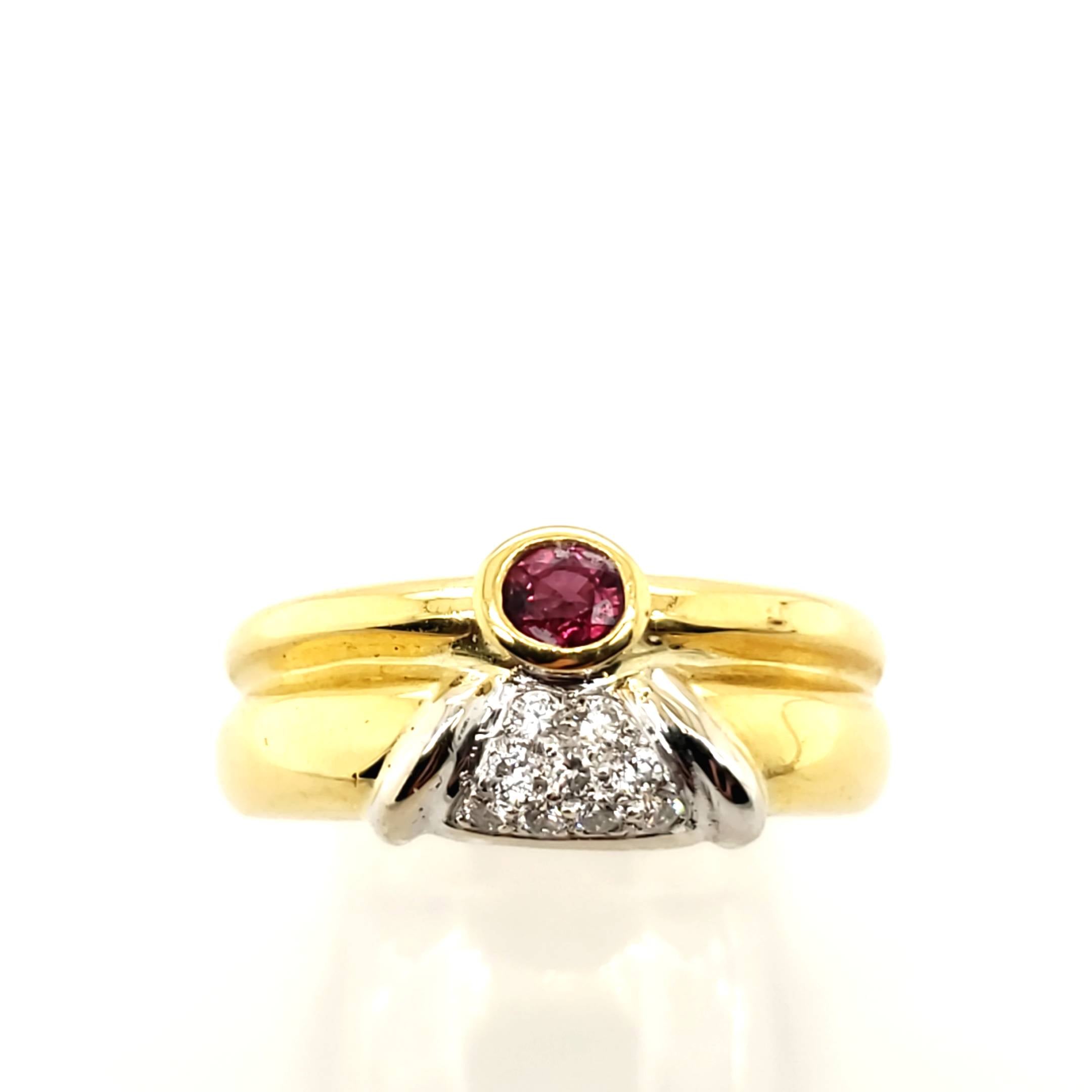 Damenring Gelbgold Weißgold 750 mit Brillanten Gr.55