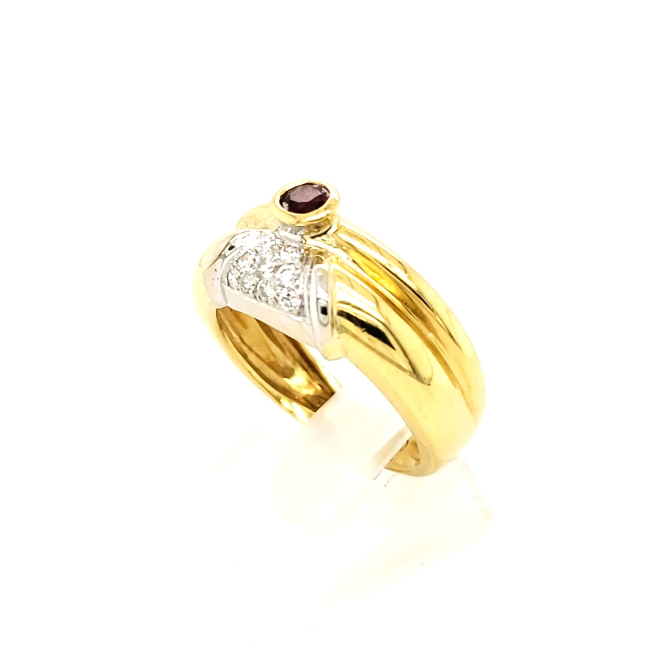 Damenring Gelbgold Weißgold 750 mit Brillanten Gr.55