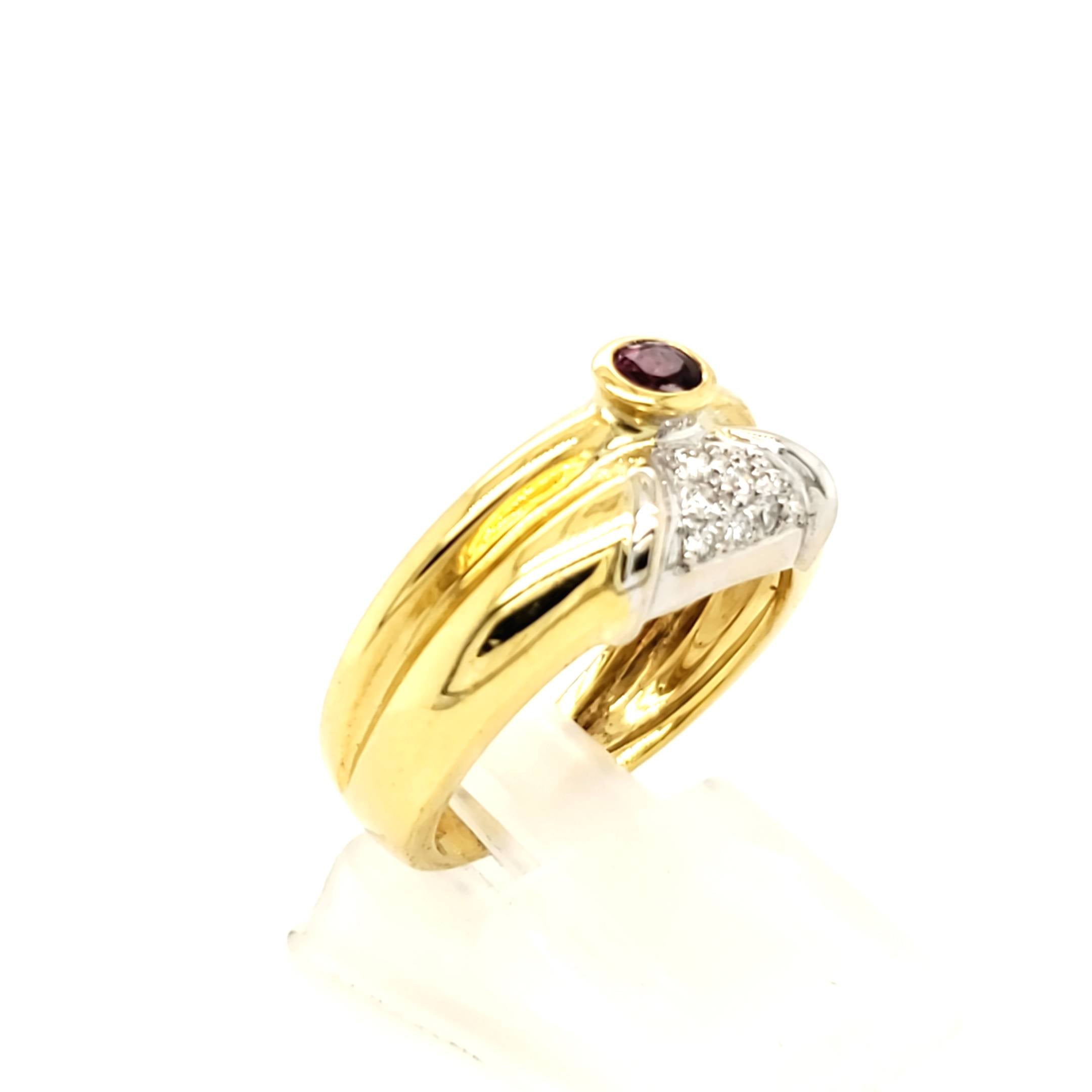 Damenring Gelbgold Weißgold 750 mit Brillanten Gr.55