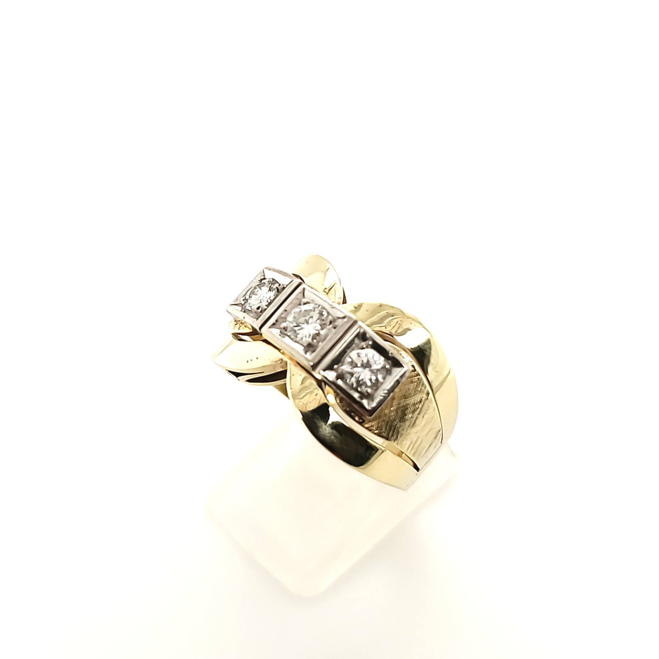 Damen Ring Gelbgold Weißgold 585 Brillanten Gr.59
