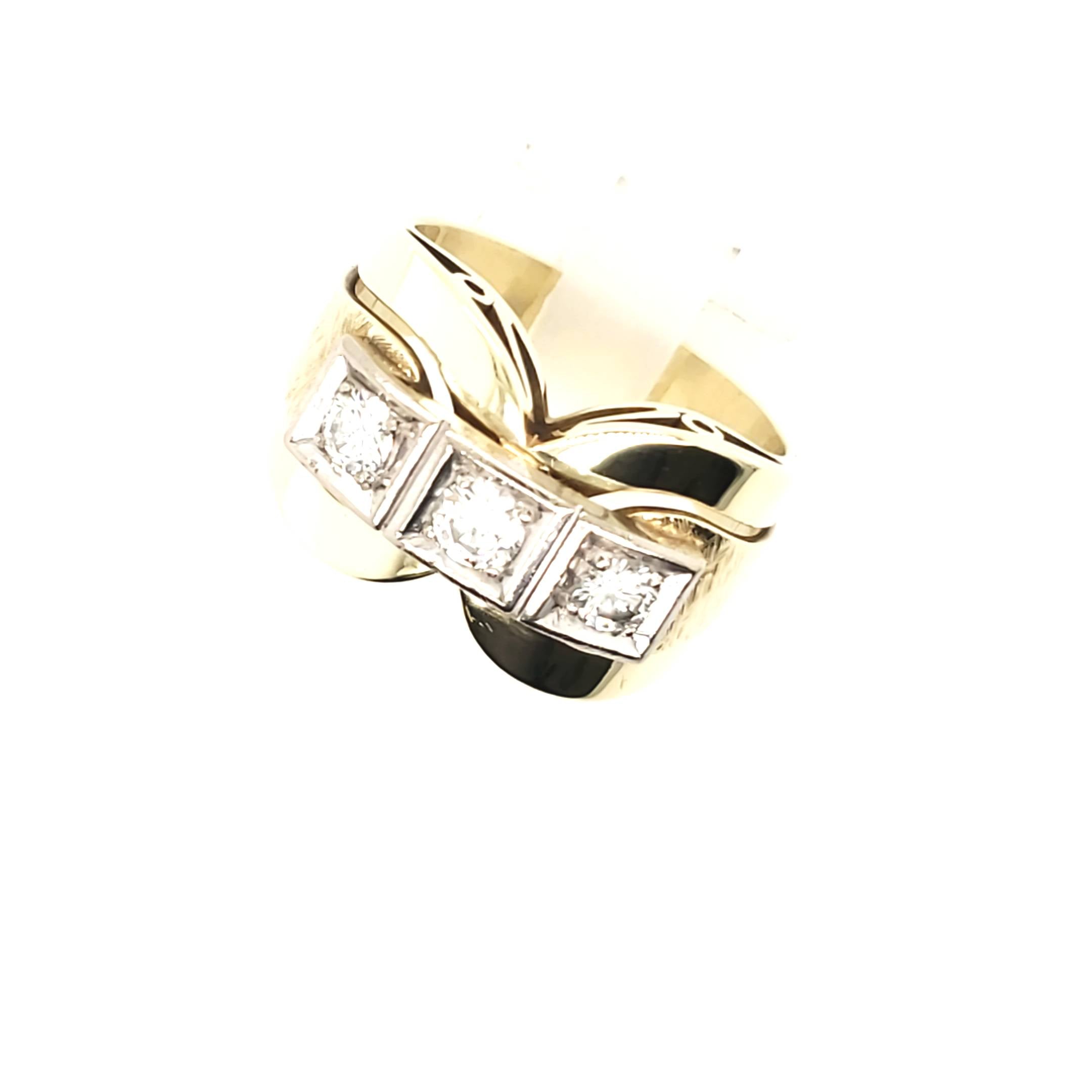 Damen Ring Gelbgold Weißgold 585 Brillanten Gr.59