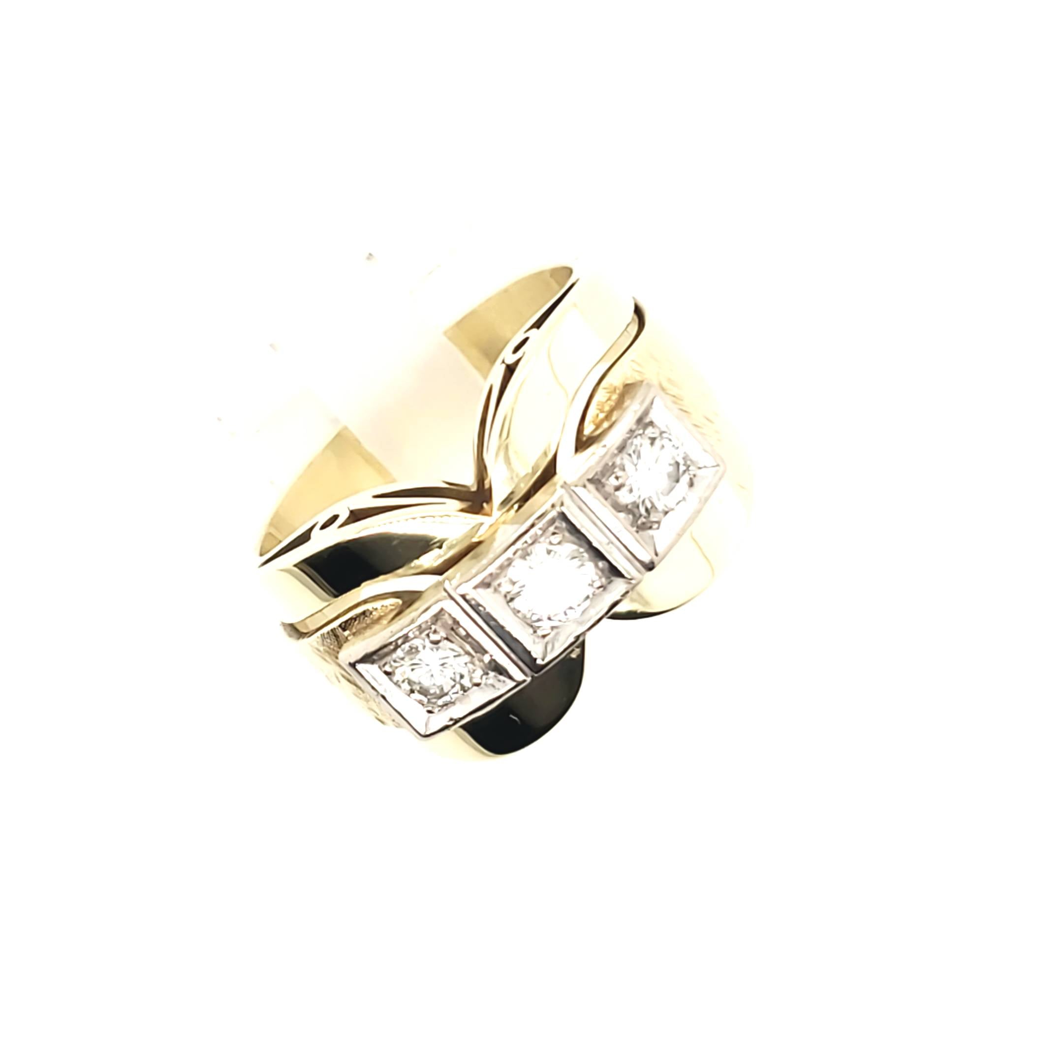 Damen Ring Gelbgold Weißgold 585 Brillanten Gr.59