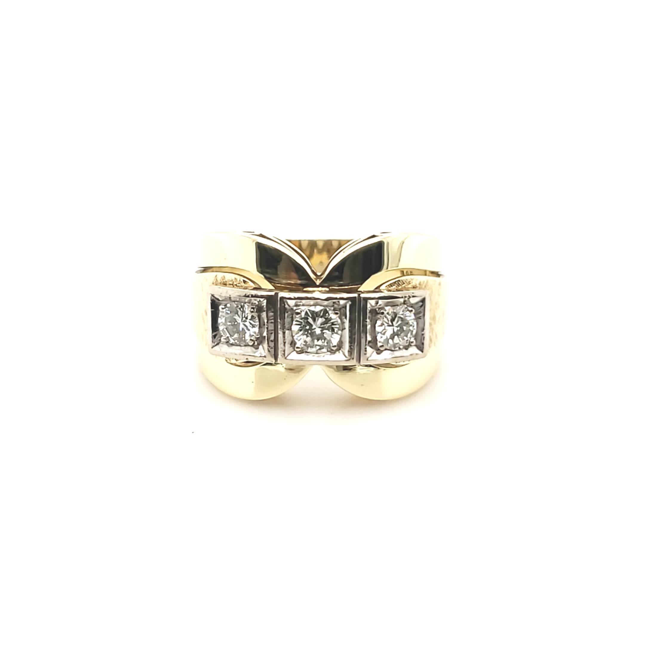 Damen Ring Gelbgold Weißgold 585 Brillanten Gr.59