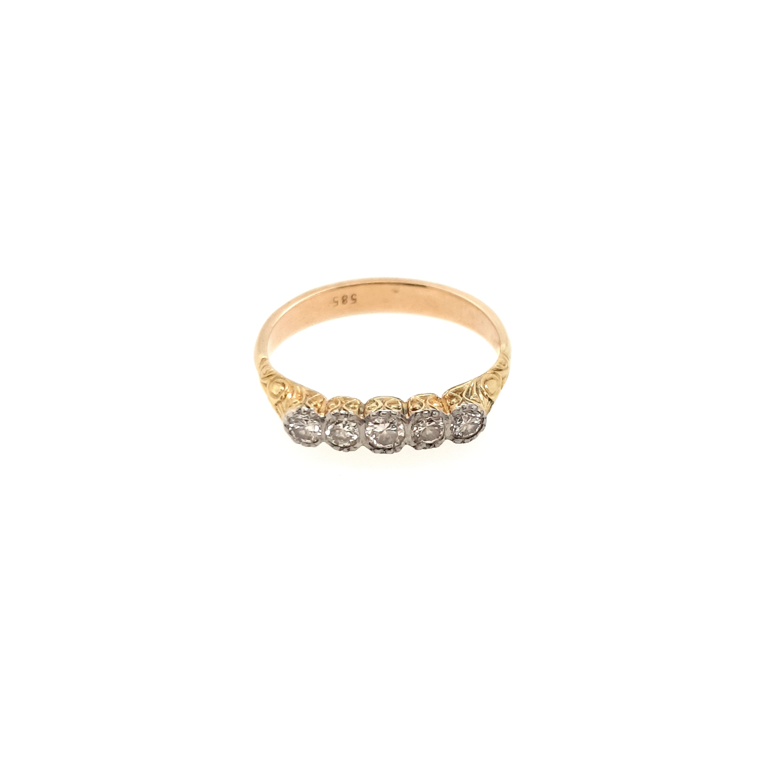 Ring aus 585 Gelbgold 5 Brillanten Gr. 57