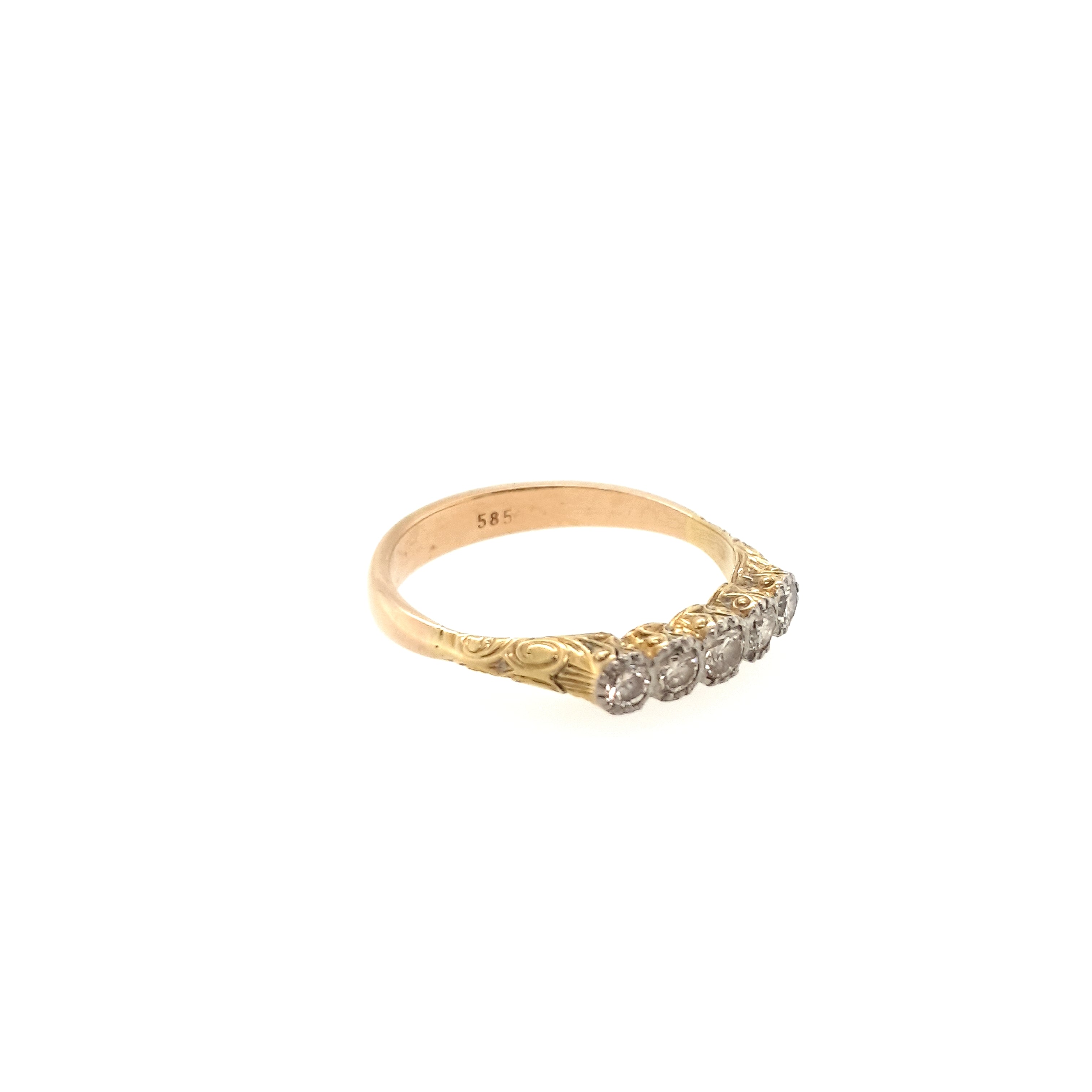 Ring aus 585 Gelbgold 5 Brillanten Gr. 57