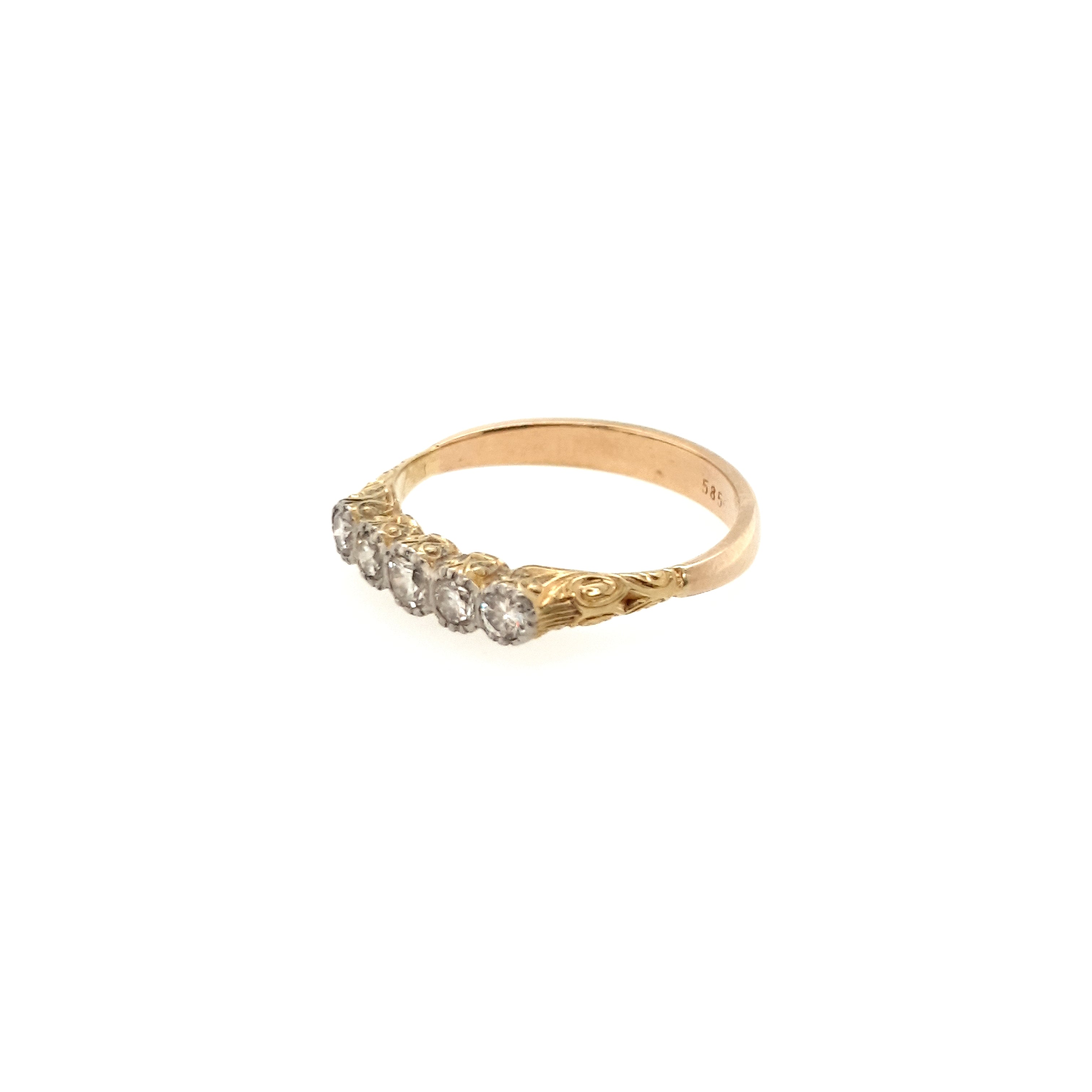 Ring aus 585 Gelbgold 5 Brillanten Gr. 57