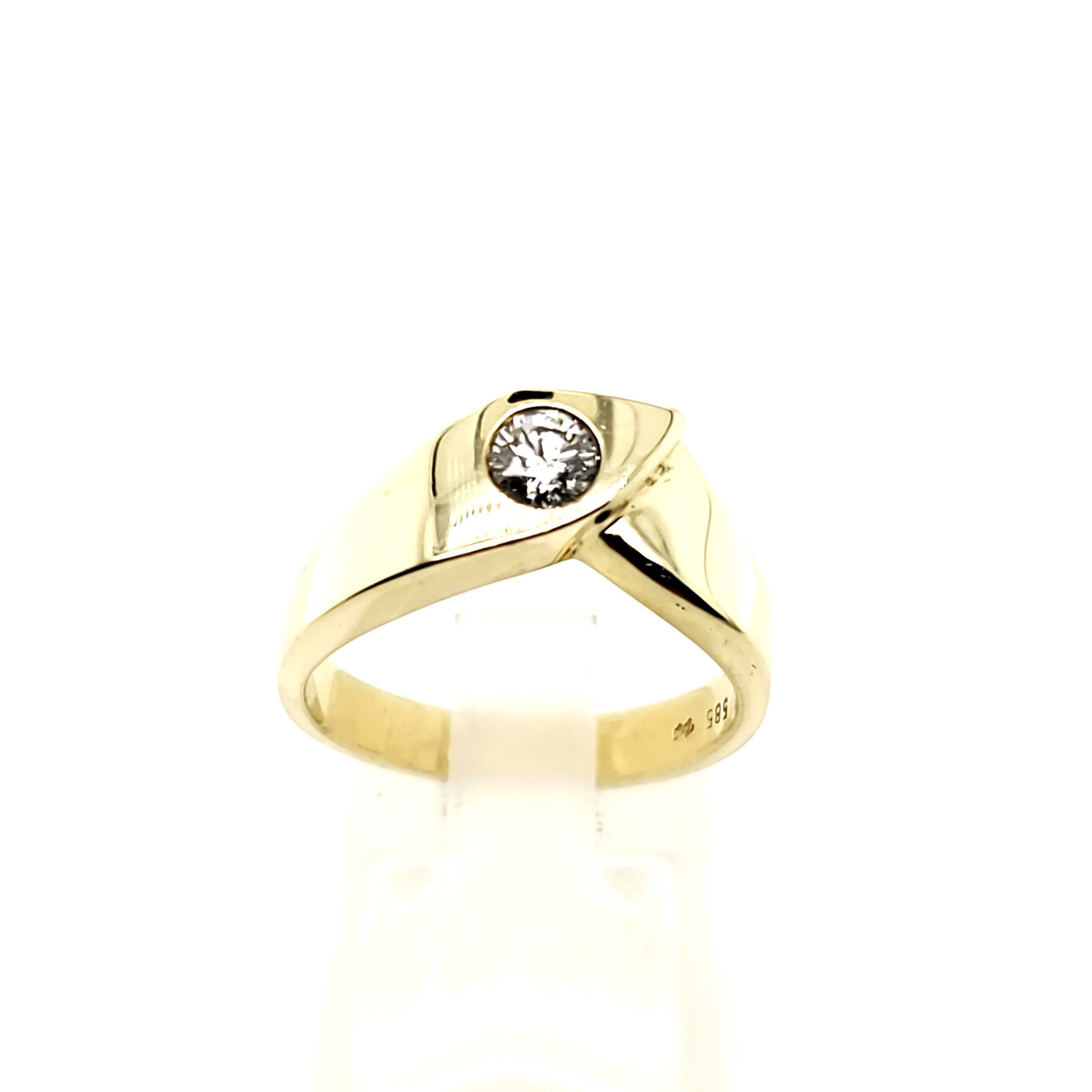 Damen Ring Solitär Gelbgold 585 / 14kt 1 Brillant ca.0,20ct si Größe 53/54