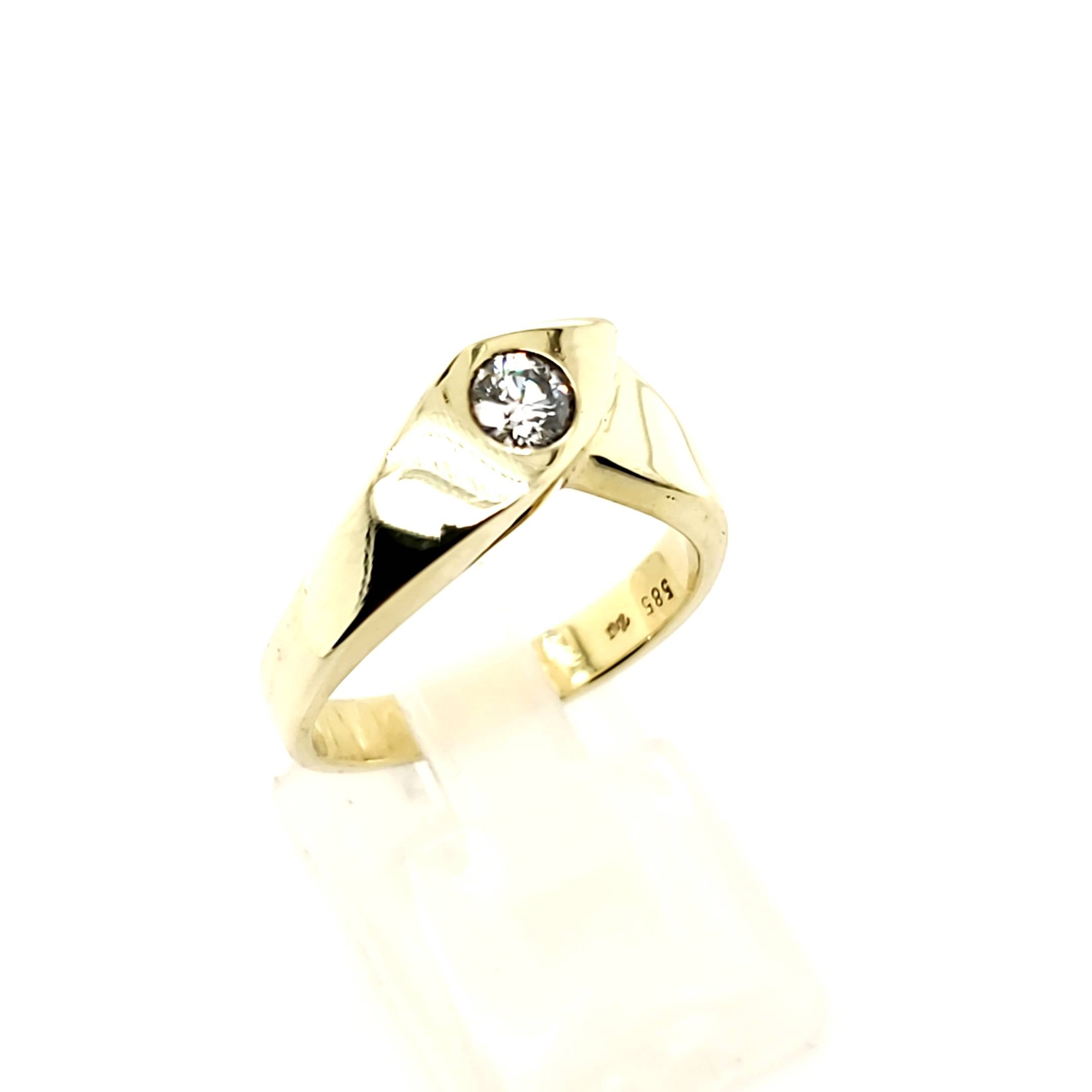 Damen Ring Solitär Gelbgold 585 / 14kt 1 Brillant ca.0,20ct si Größe 53/54