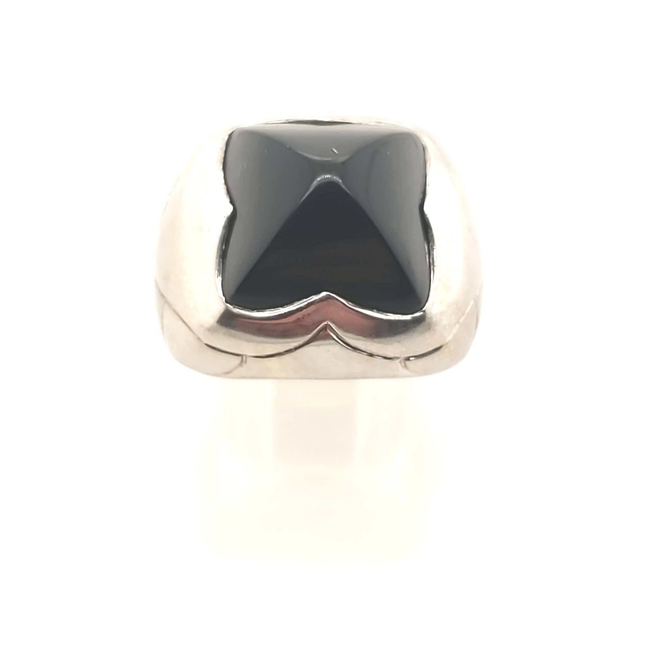Bvlgari Ring Weißgold 750 18kt Onyx Größe 52