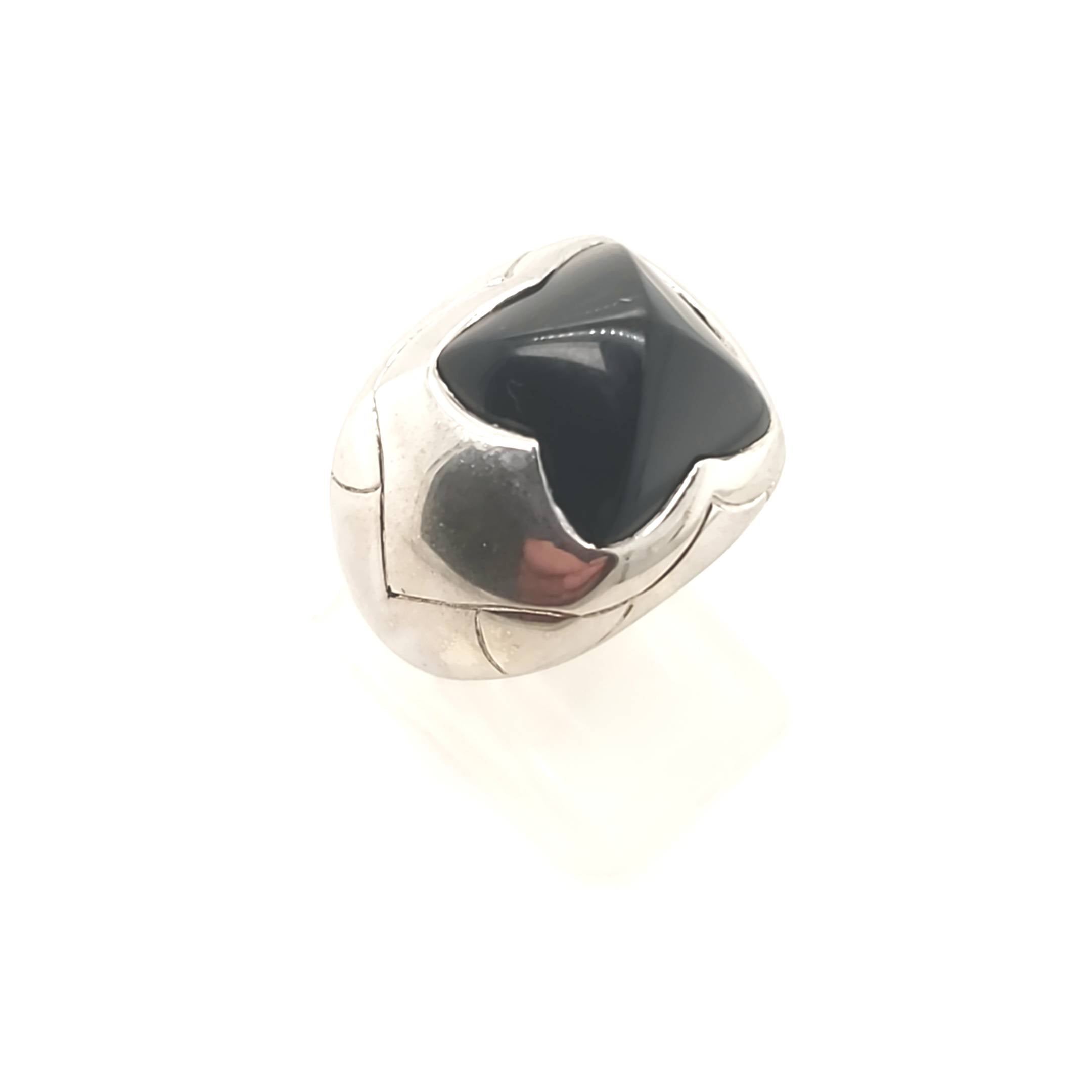 Bvlgari Ring Weißgold 750 18kt Onyx Größe 52