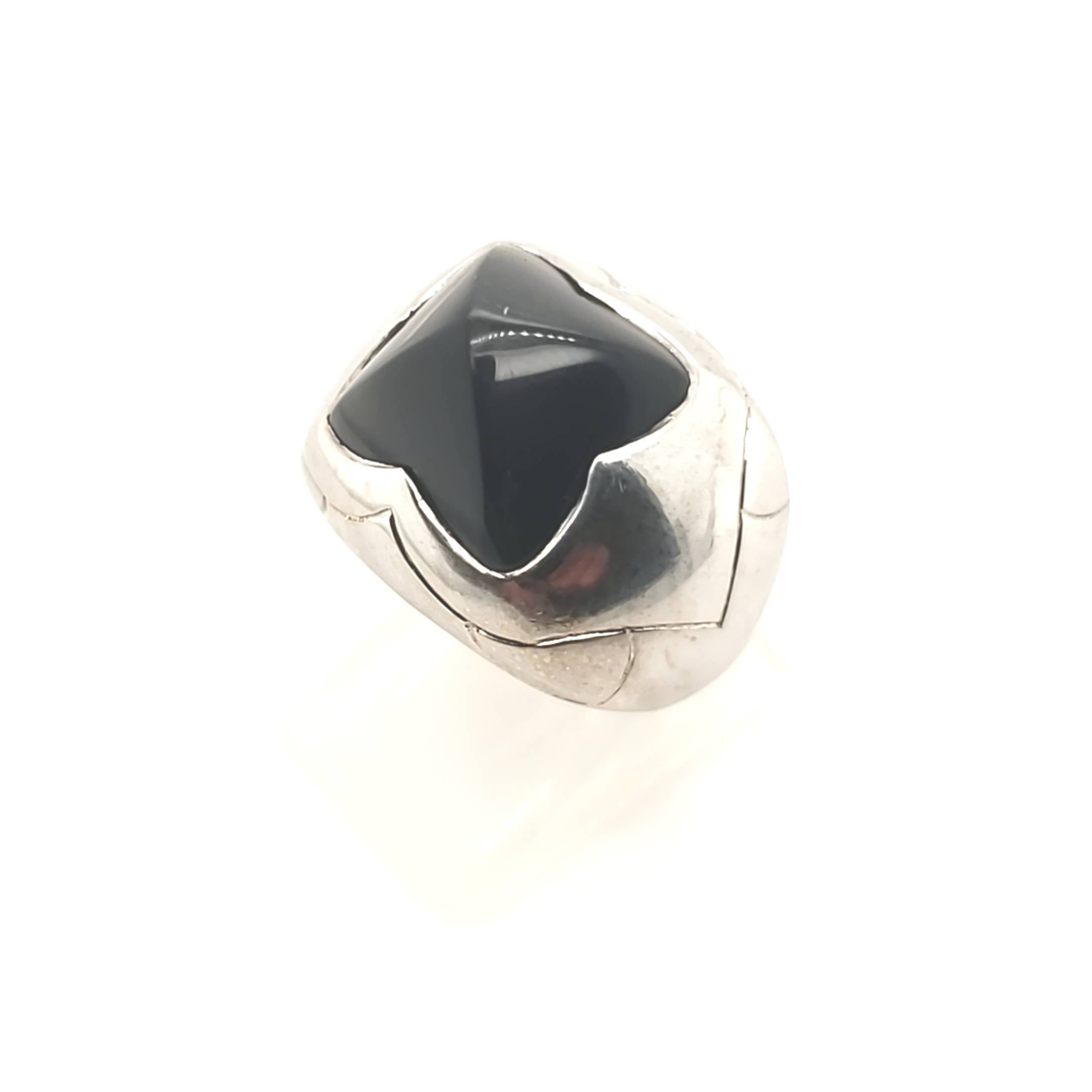 Bvlgari Ring Weißgold 750 18kt Onyx Größe 52