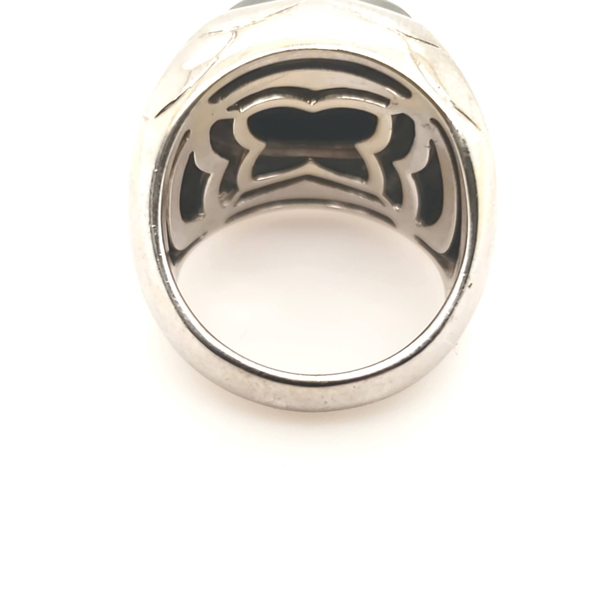 Bvlgari Ring Weißgold 750 18kt Onyx Größe 52