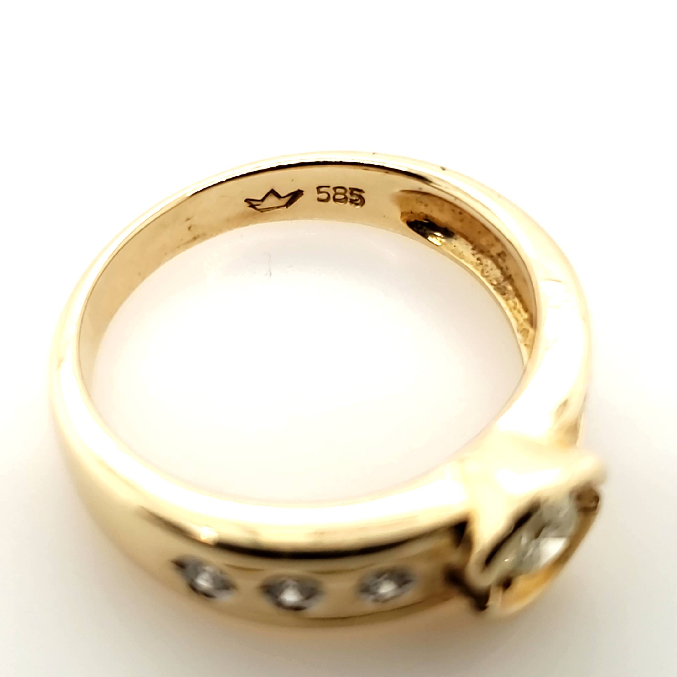 Damen Ring Gelbgold 585 7 Brillanten zusammen ca.0,5ct Größe 53
