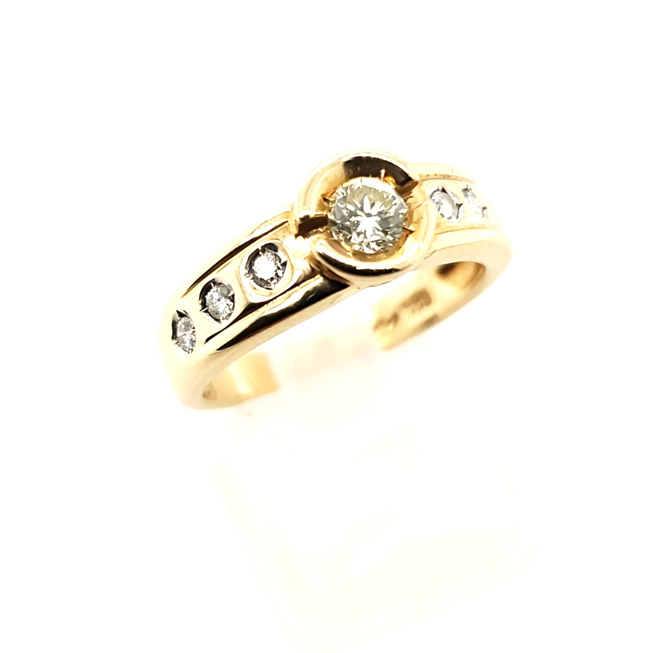 Damen Ring Gelbgold 585 7 Brillanten zusammen ca.0,5ct Größe 53