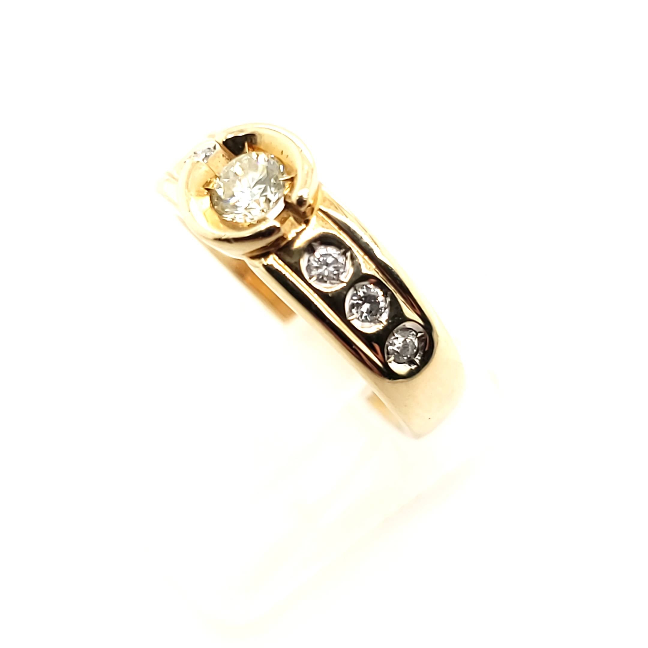 Damen Ring Gelbgold 585 7 Brillanten zusammen ca.0,5ct Größe 53