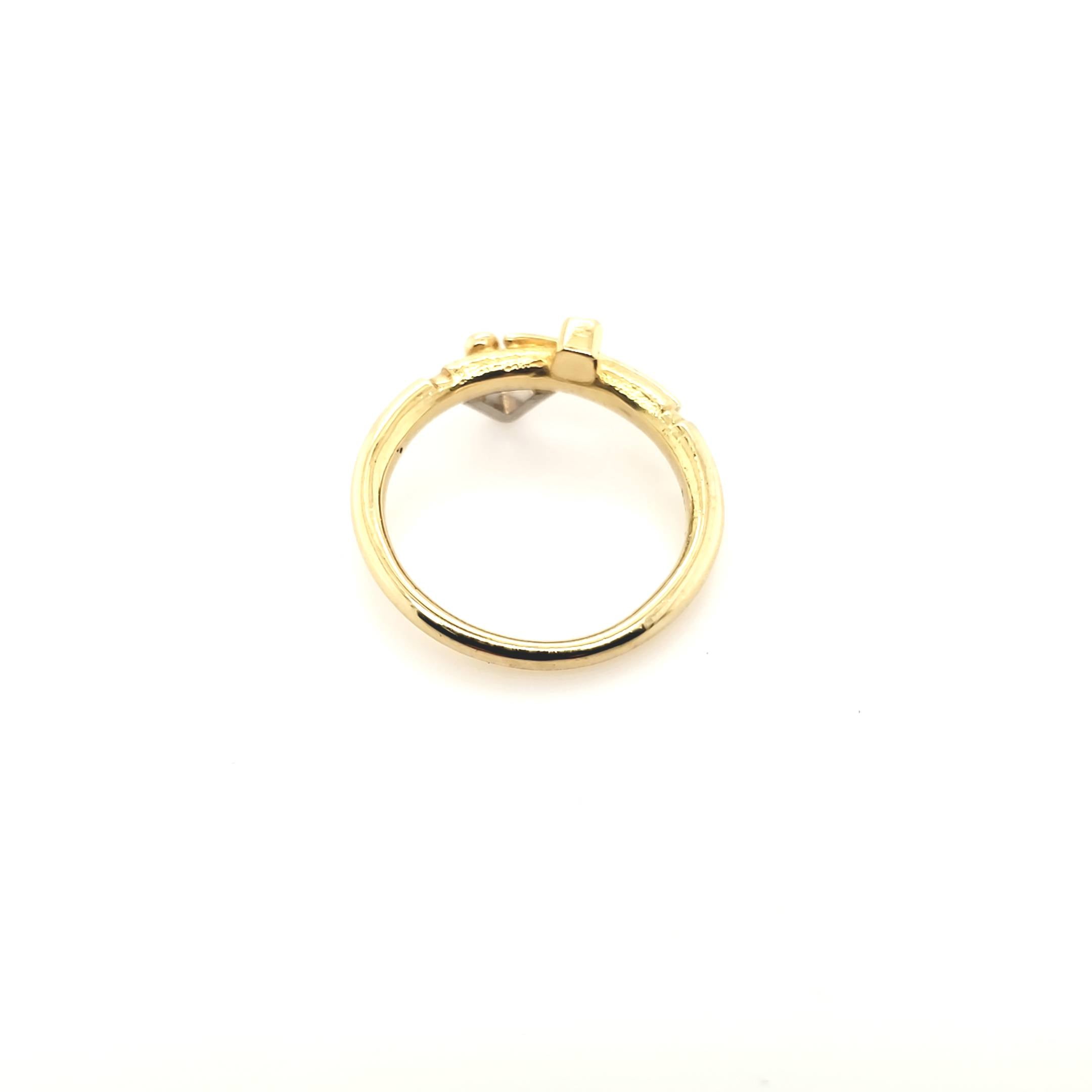 Damen Ring Gelb / Weiß Gold 750 18kt Größe 54