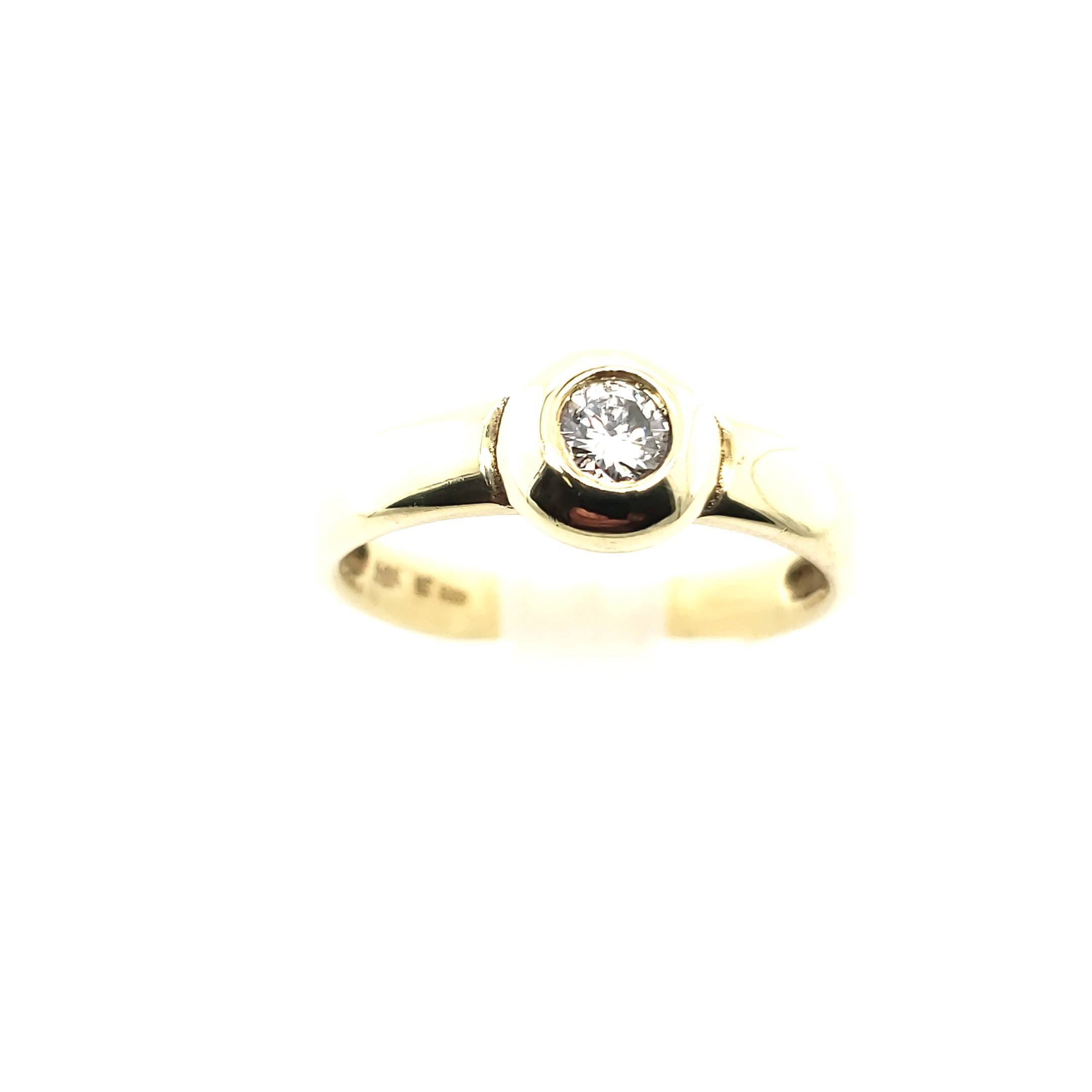 Damen Solitär Ring Gelbgold 585 14kt 1 Brillant ca. 0,20ct