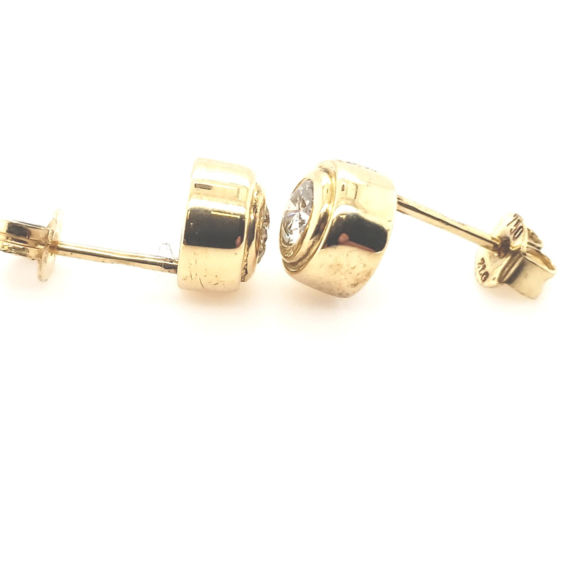 Ohrringe Ohrstecker Gelb Gold 750 18kt je 1 Brillant ca.0,50ct