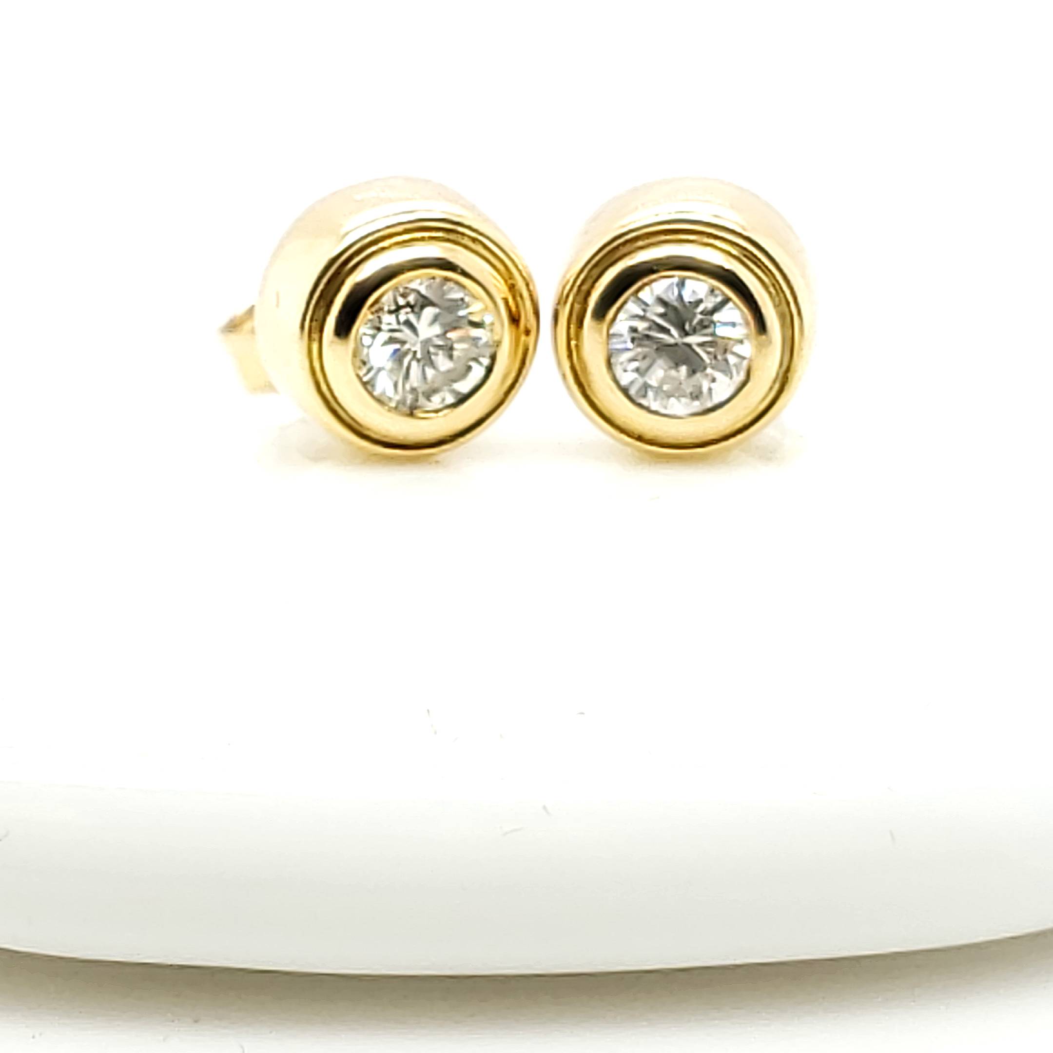 Ohrringe Ohrstecker Gelb Gold 750 18kt je 1 Brillant ca.0,50ct