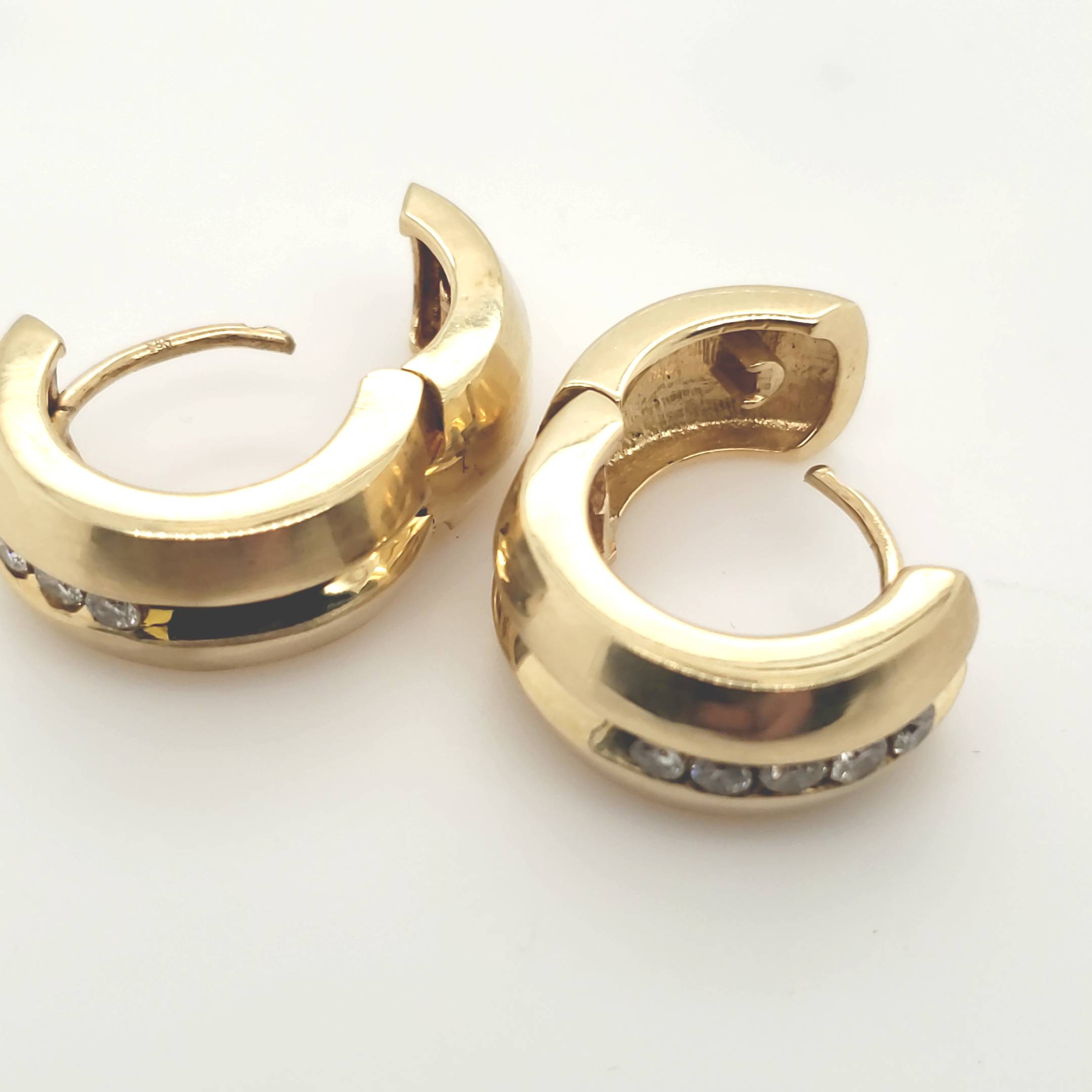 Ohrringe Creolen Gelb Gold 585 14kt je 5 Brillanten 10 Brillanten ca.0,5ct