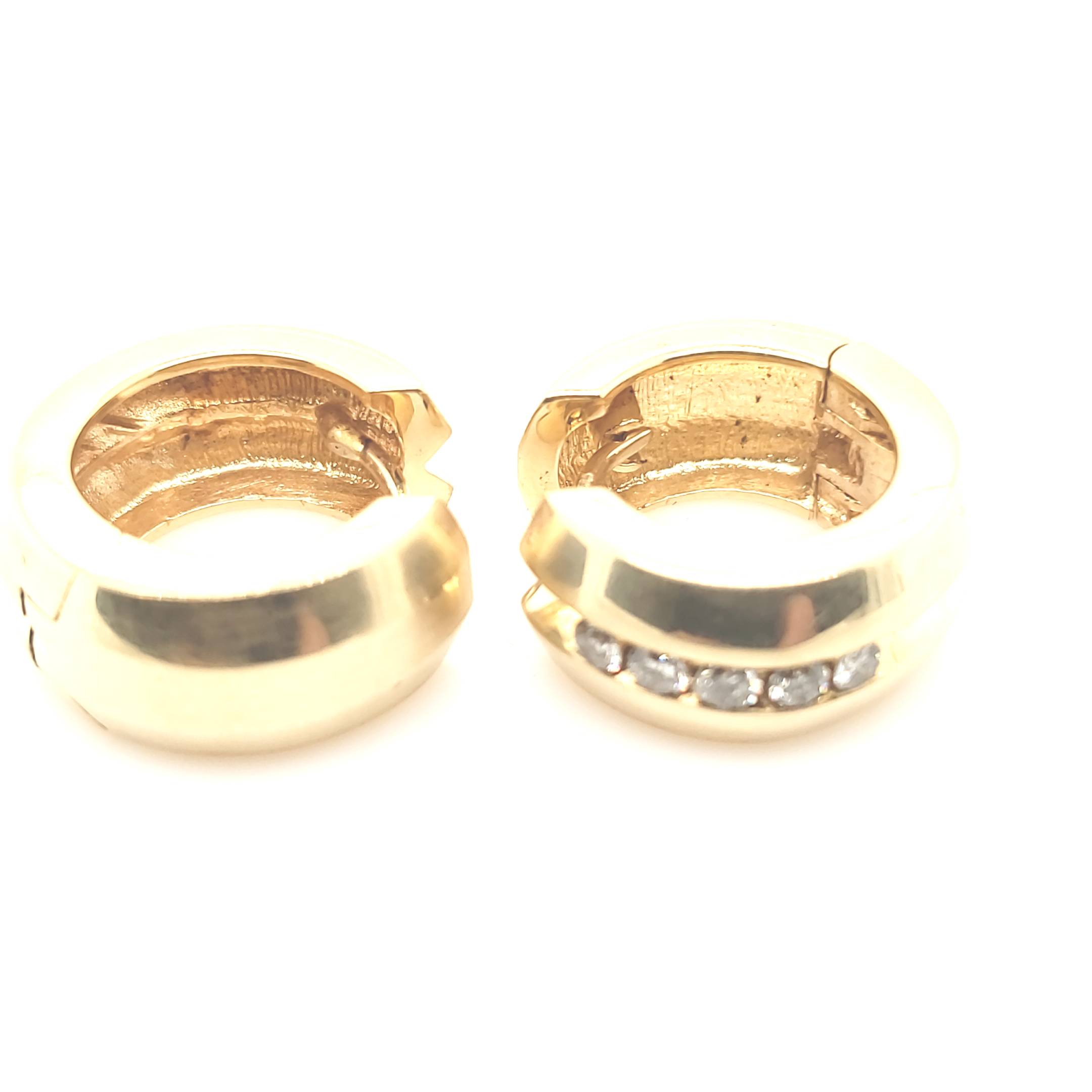 Ohrringe Creolen Gelb Gold 585 14kt je 5 Brillanten 10 Brillanten ca.0,5ct