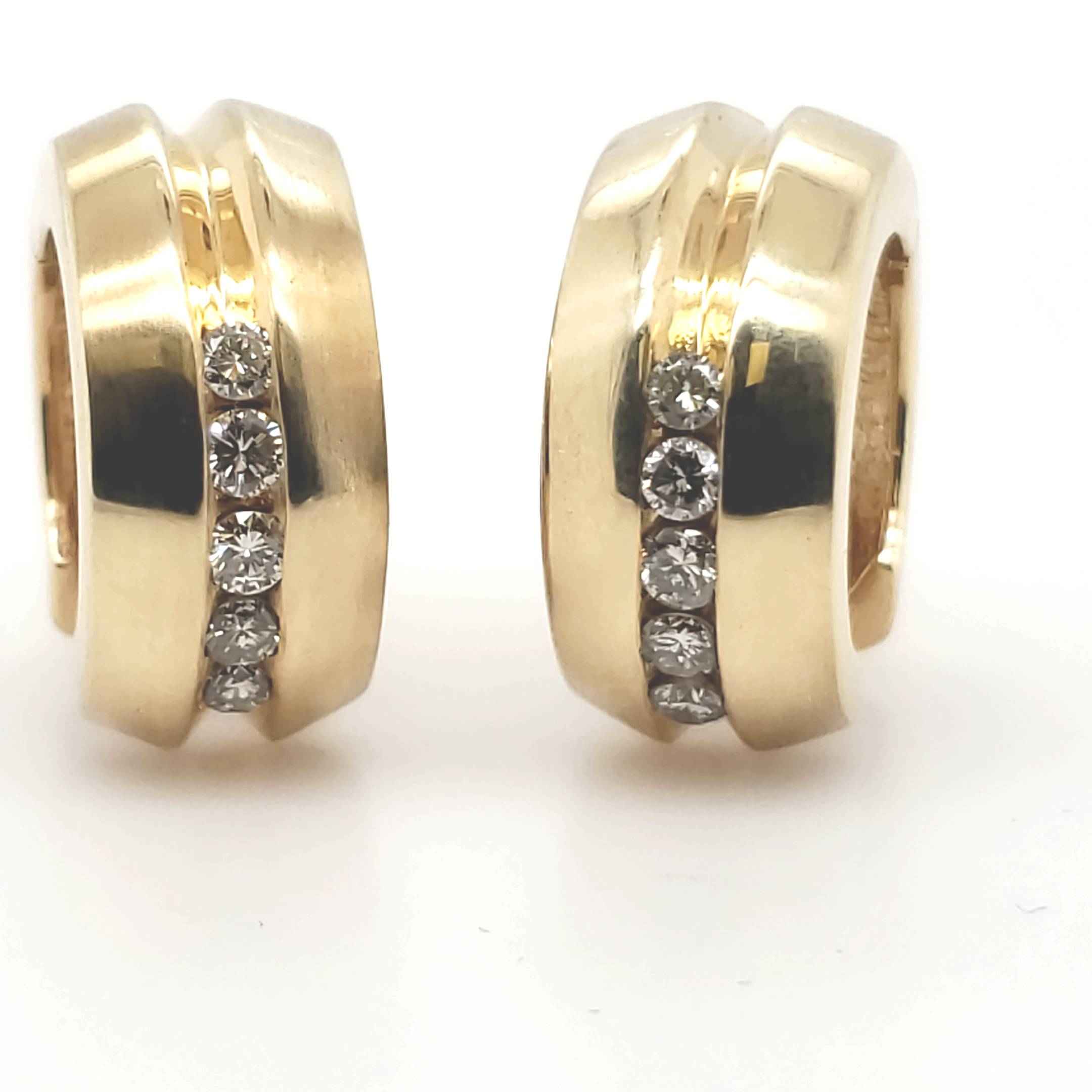 Ohrringe Creolen Gelb Gold 585 14kt je 5 Brillanten 10 Brillanten ca.0,5ct