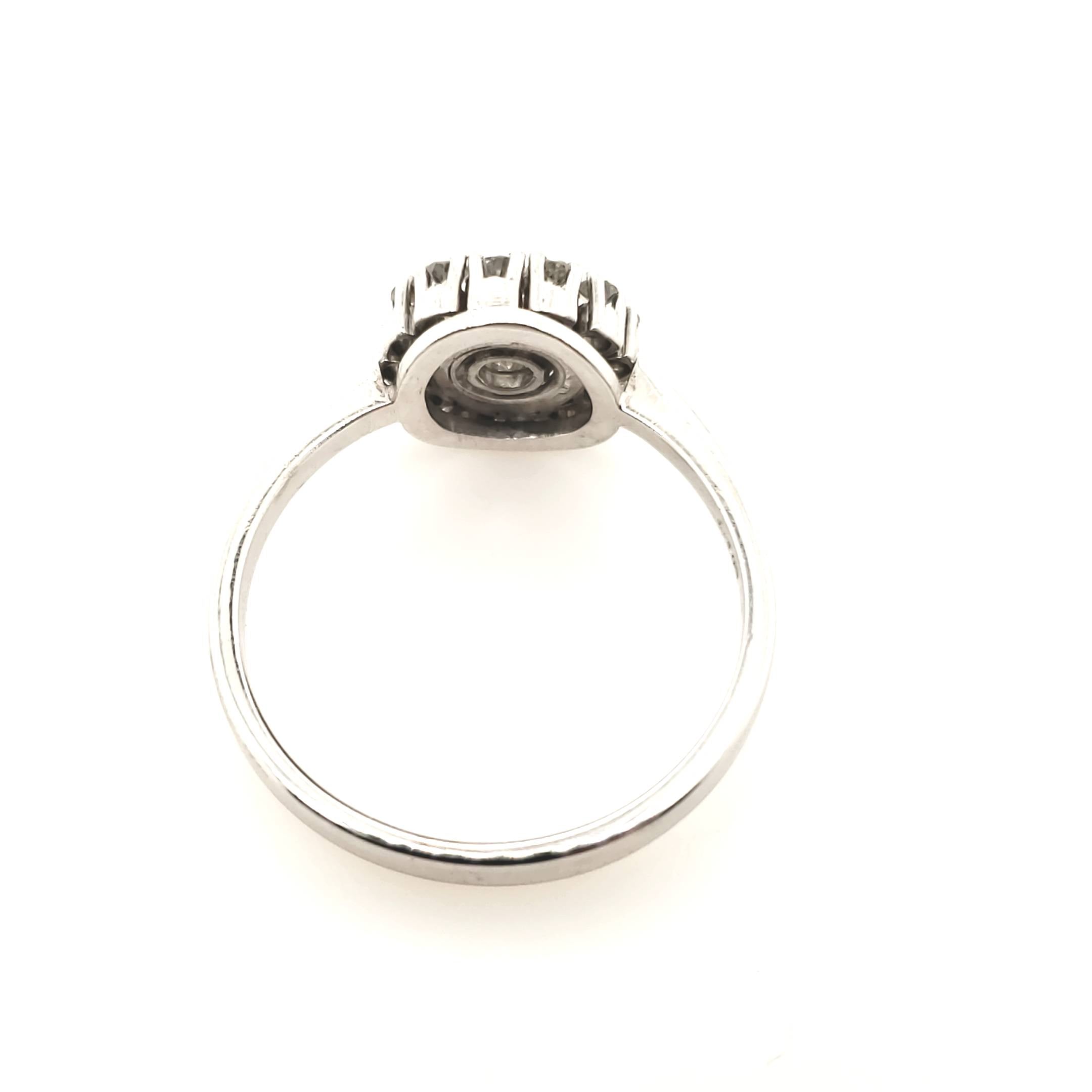 Brillant Diamant Ring Weißgold 585 14kt 12 Diamanten 1 Brillant Größe 58 ca.0,39ct