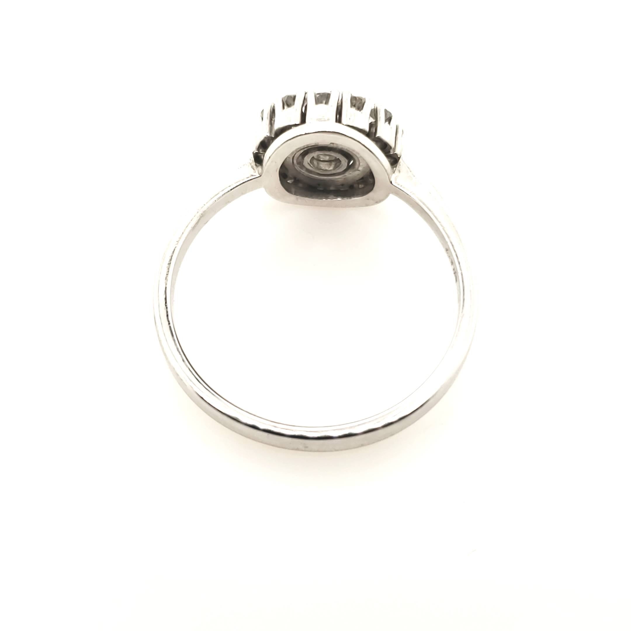 Brillant Diamant Ring Weißgold 585 14kt 12 Diamanten 1 Brillant Größe 58 ca.0,39ct