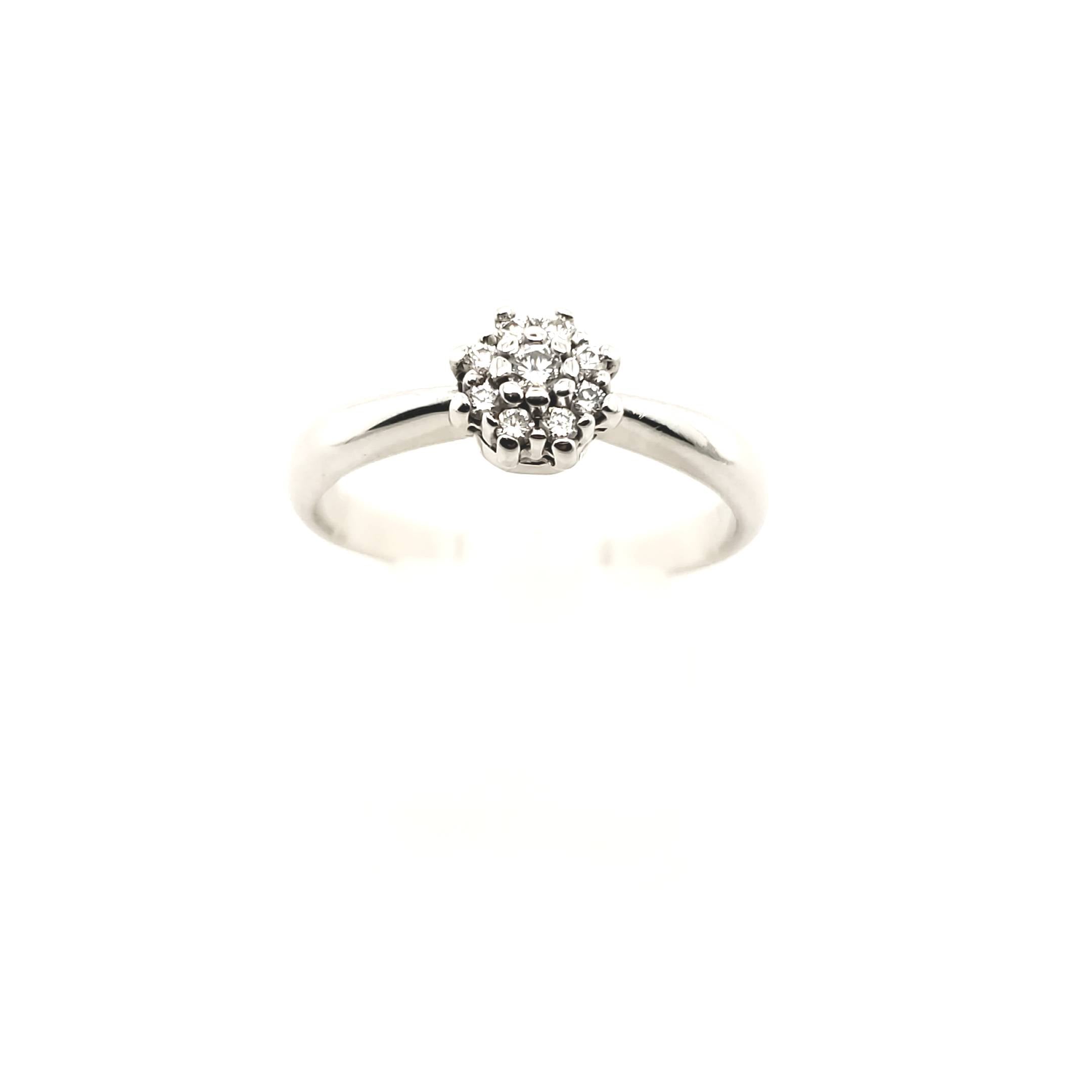 Brillant Ring Weißgold 585 14kt 9 Brillanten ca.0,13ct Größe 57