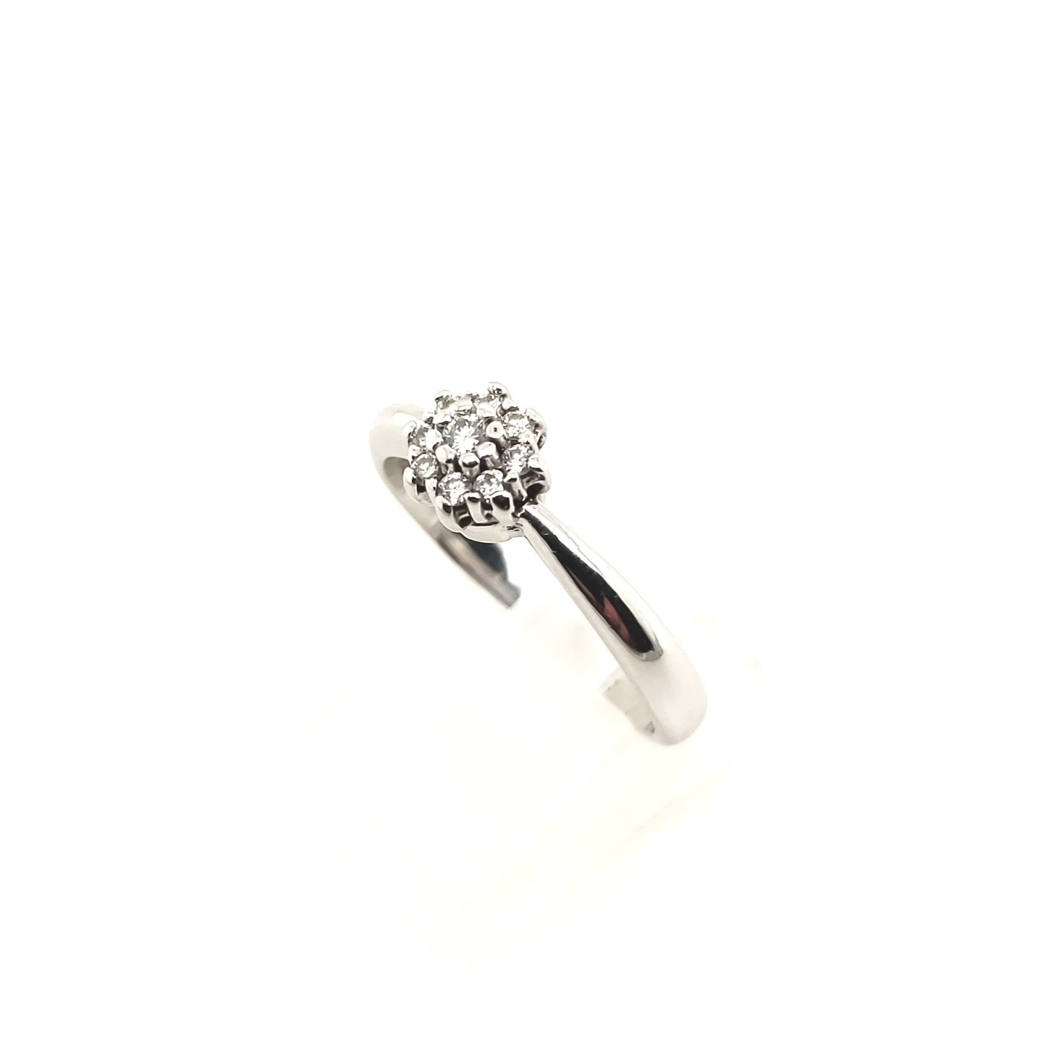 Brillant Ring Weißgold 585 14kt 9 Brillanten ca.0,13ct Größe 57