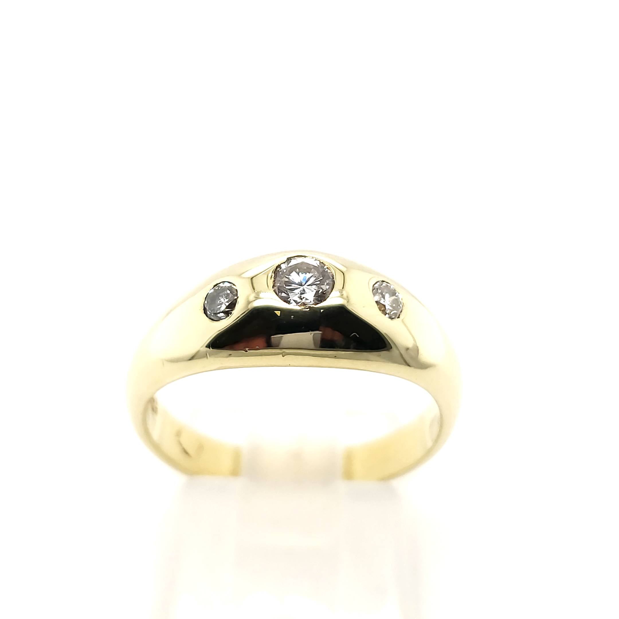 Ring Gelb Gold 585 14kt 3 Brillanten ca.0,20ct Größe 55