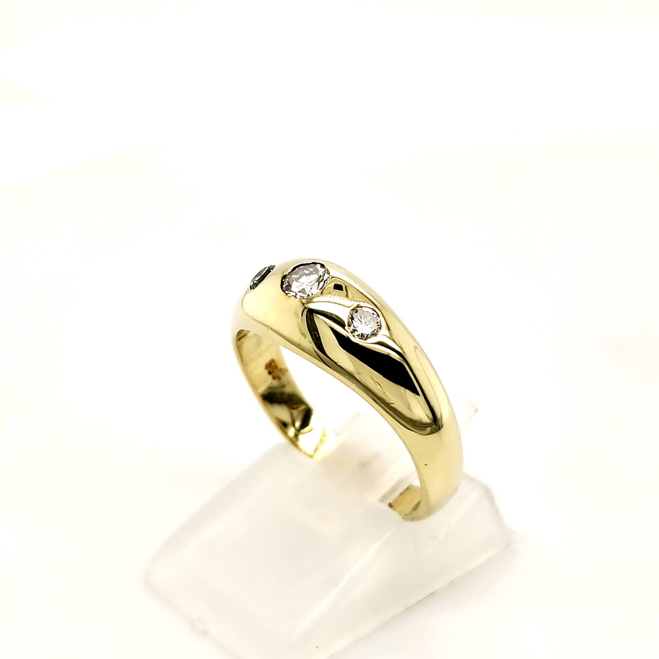 Ring Gelb Gold 585 14kt 3 Brillanten ca.0,20ct Größe 55