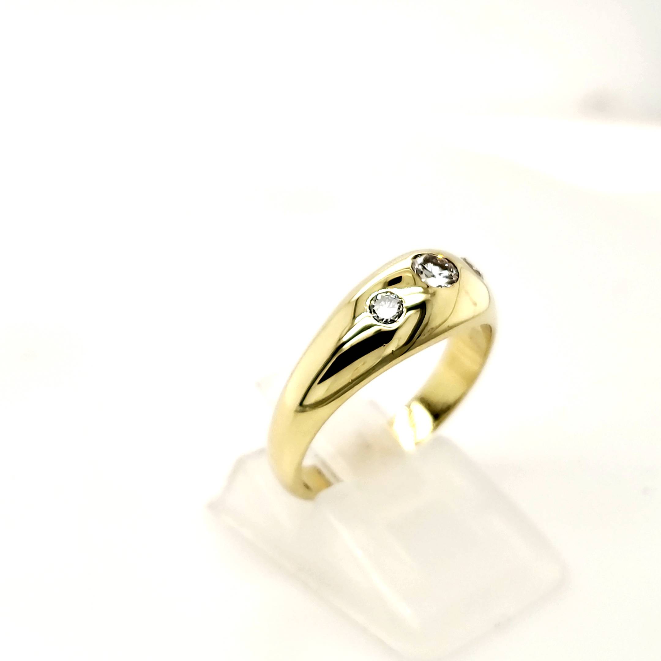 Ring Gelb Gold 585 14kt 3 Brillanten ca.0,20ct Größe 55
