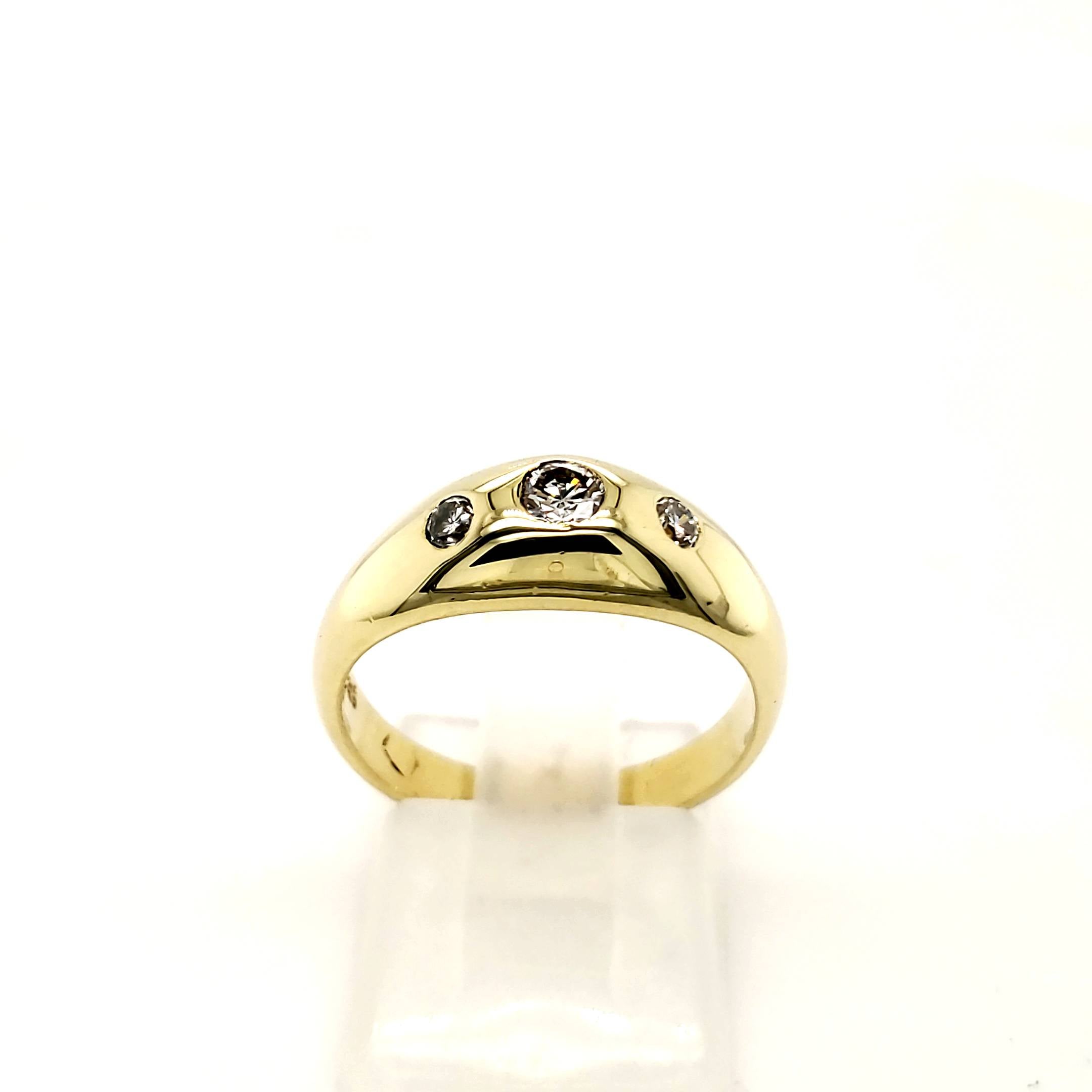 Ring Gelb Gold 585 14kt 3 Brillanten ca.0,20ct Größe 55