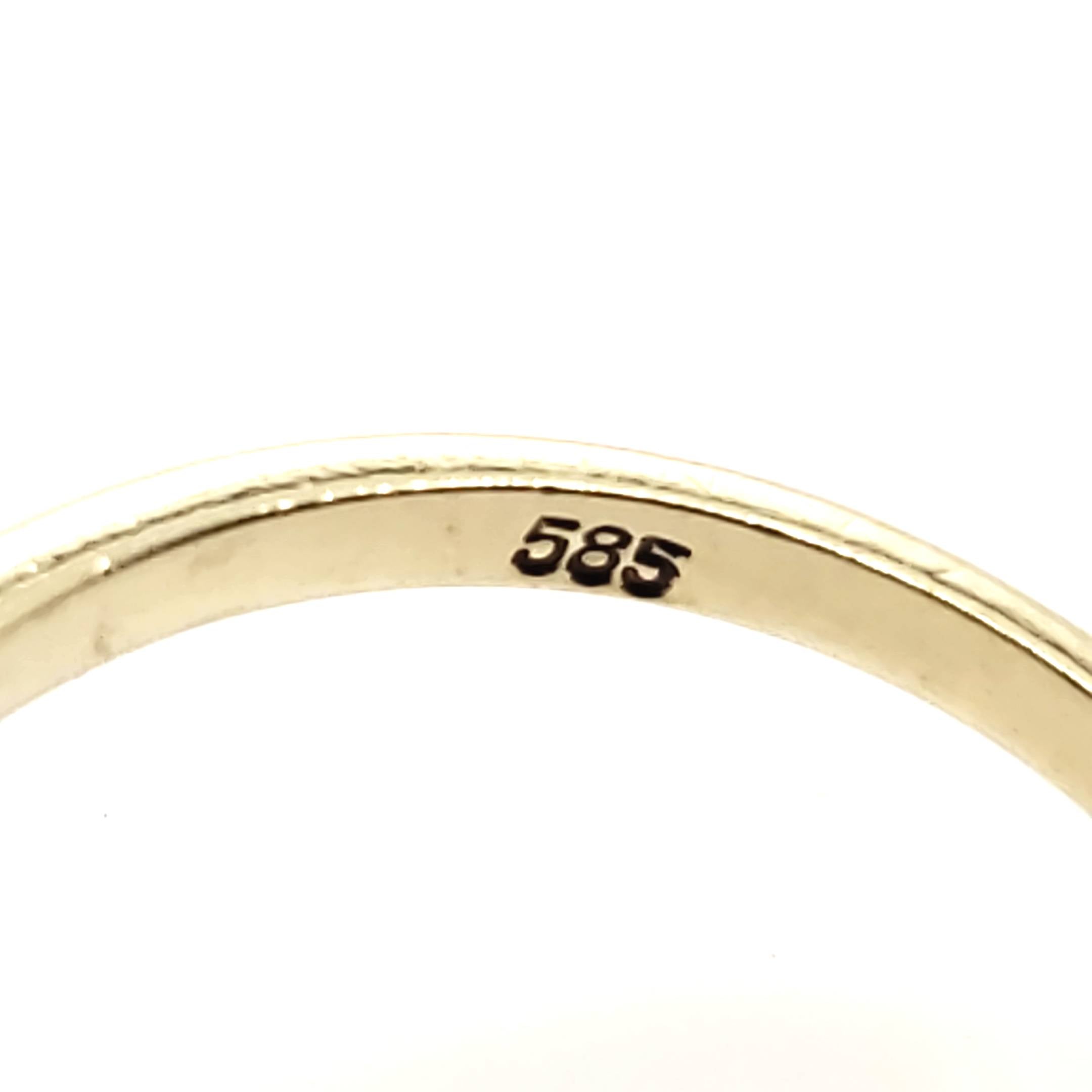 Ring Gelb Weißgold 585 14kt Größe 53 3 Diamanten eine Perle