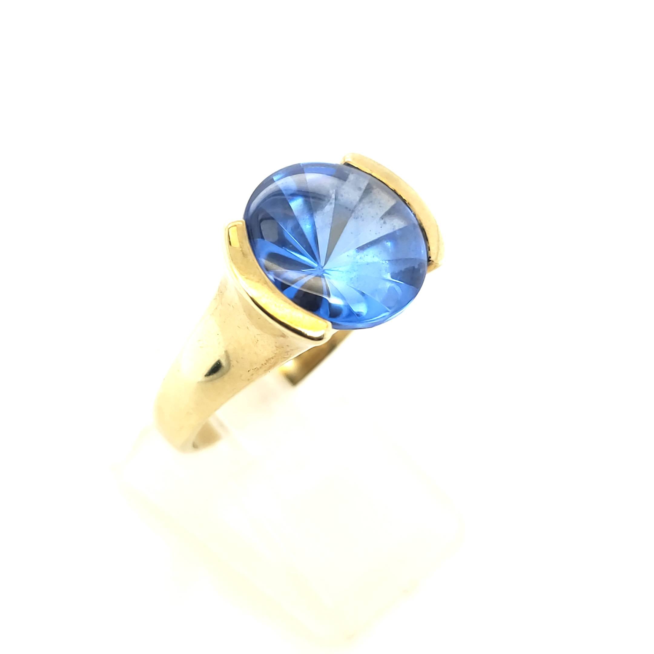 Ring Gelb Gold 333 8kt Größe 53 Blauer Farbstein