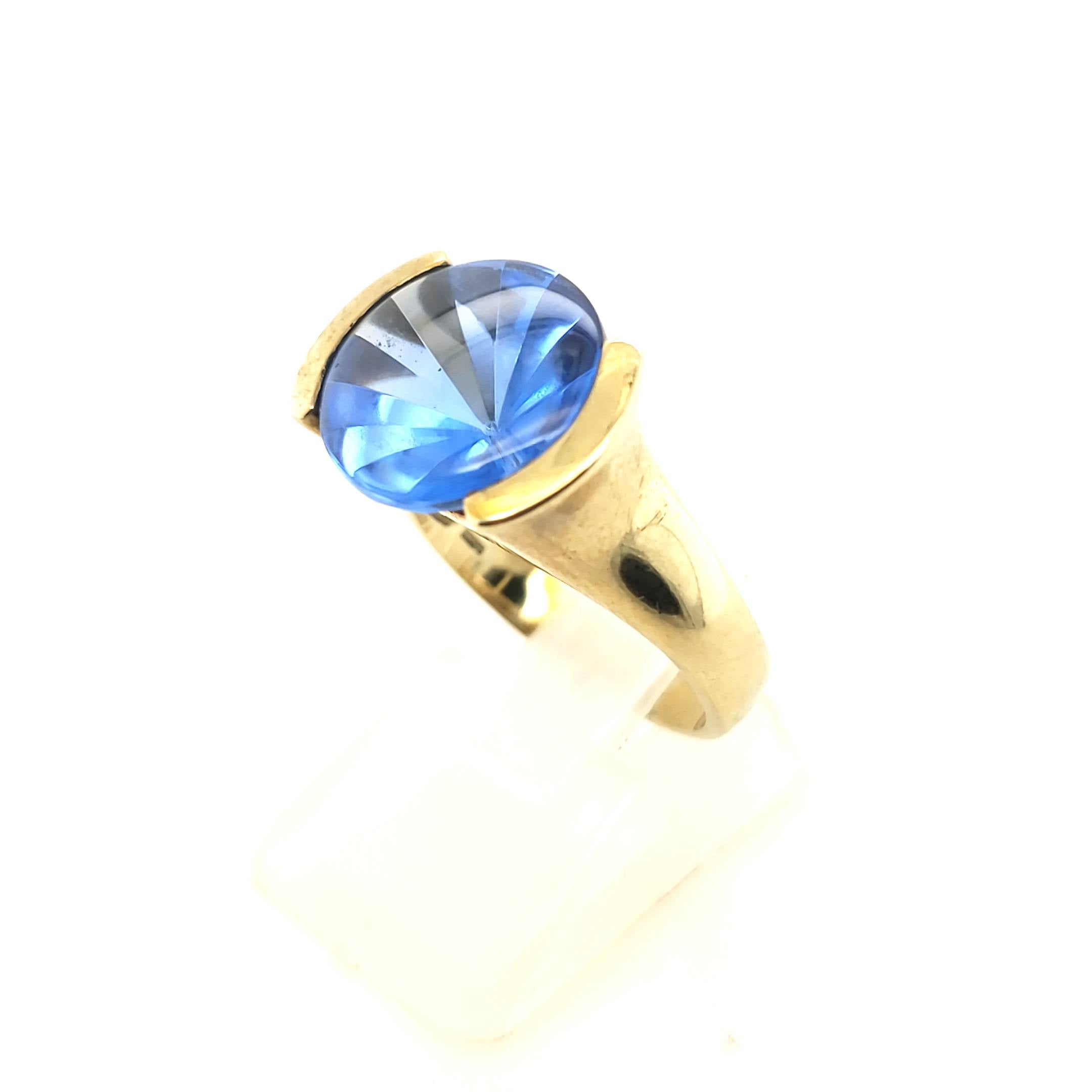 Ring Gelb Gold 333 8kt Größe 53 Blauer Farbstein